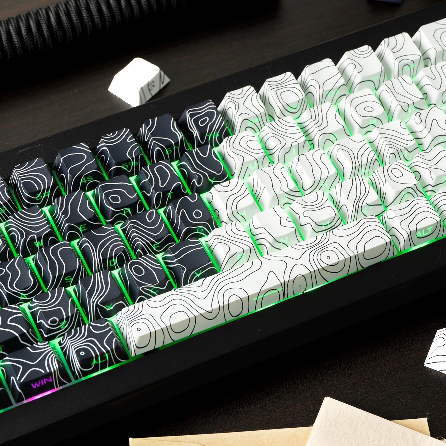 Juego de Teclas PBT Retroiluminadas TIMSEKER 131 Teclas Negro Blanco