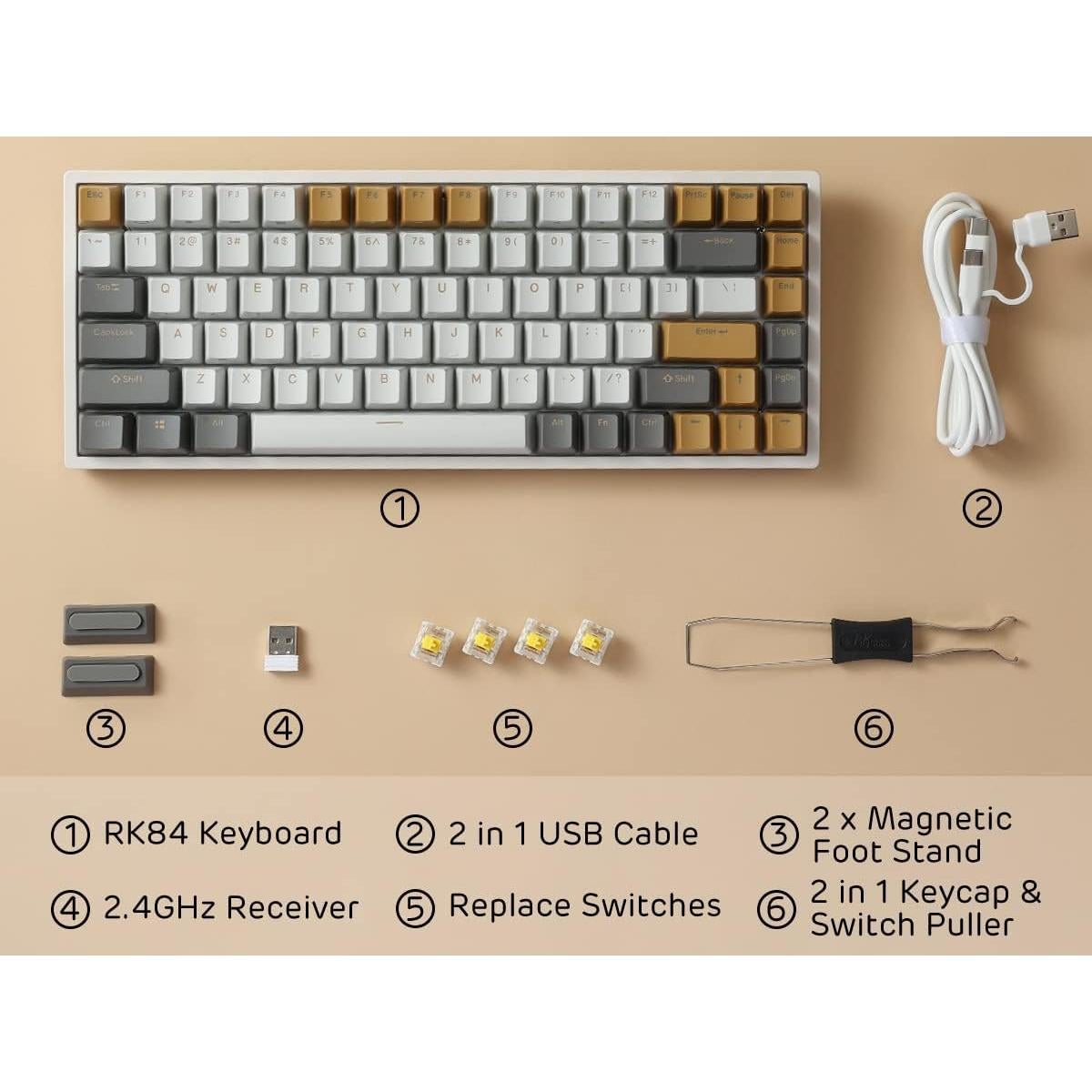 Teclado Mecánico RK Royal Kludge RK84 RGB Inalámbrico 75%