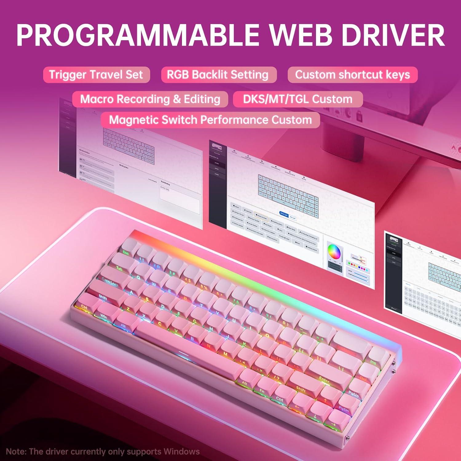 Teclado Mecánico AULA Hero 68HE RGB Retroiluminado Rosa 68 Teclas