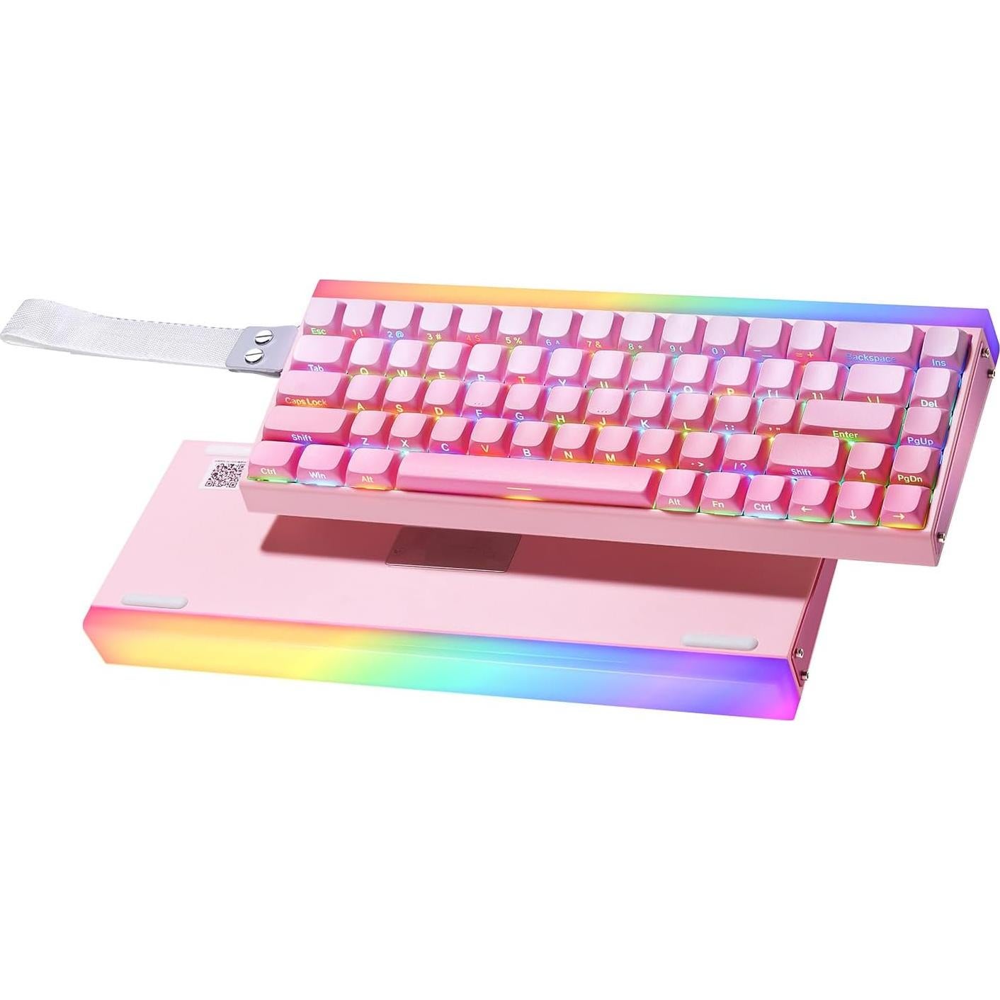 Teclado Mecánico AULA Hero 68HE RGB Retroiluminado Rosa 68 Teclas