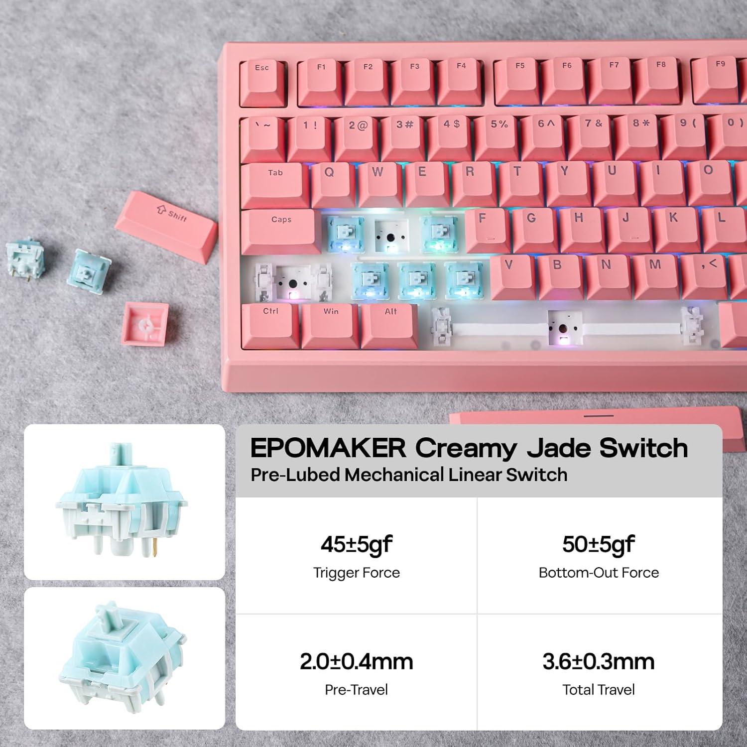 Teclado Mecánico EPOMAKER G84 RGB Inalámbrico 80% Rosa