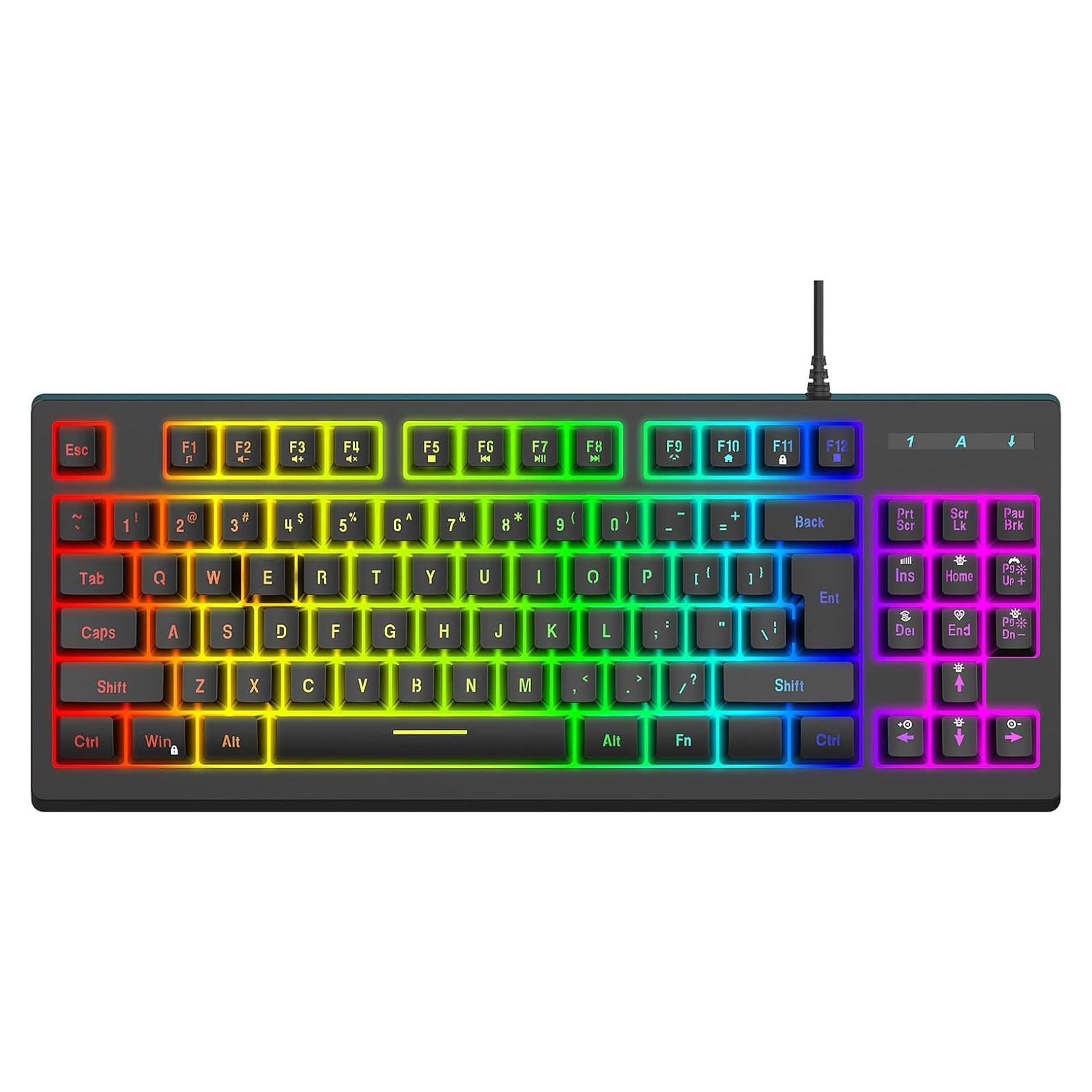 Teclado Gaming GOWENIC RGB USB Ergonómico 87 Teclas