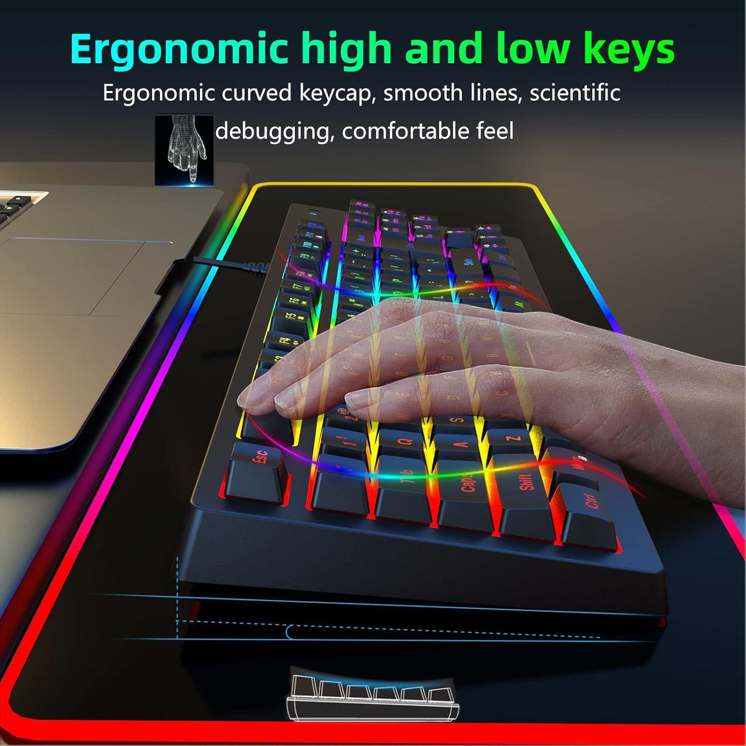 Teclado Gaming GOWENIC RGB USB Ergonómico 87 Teclas