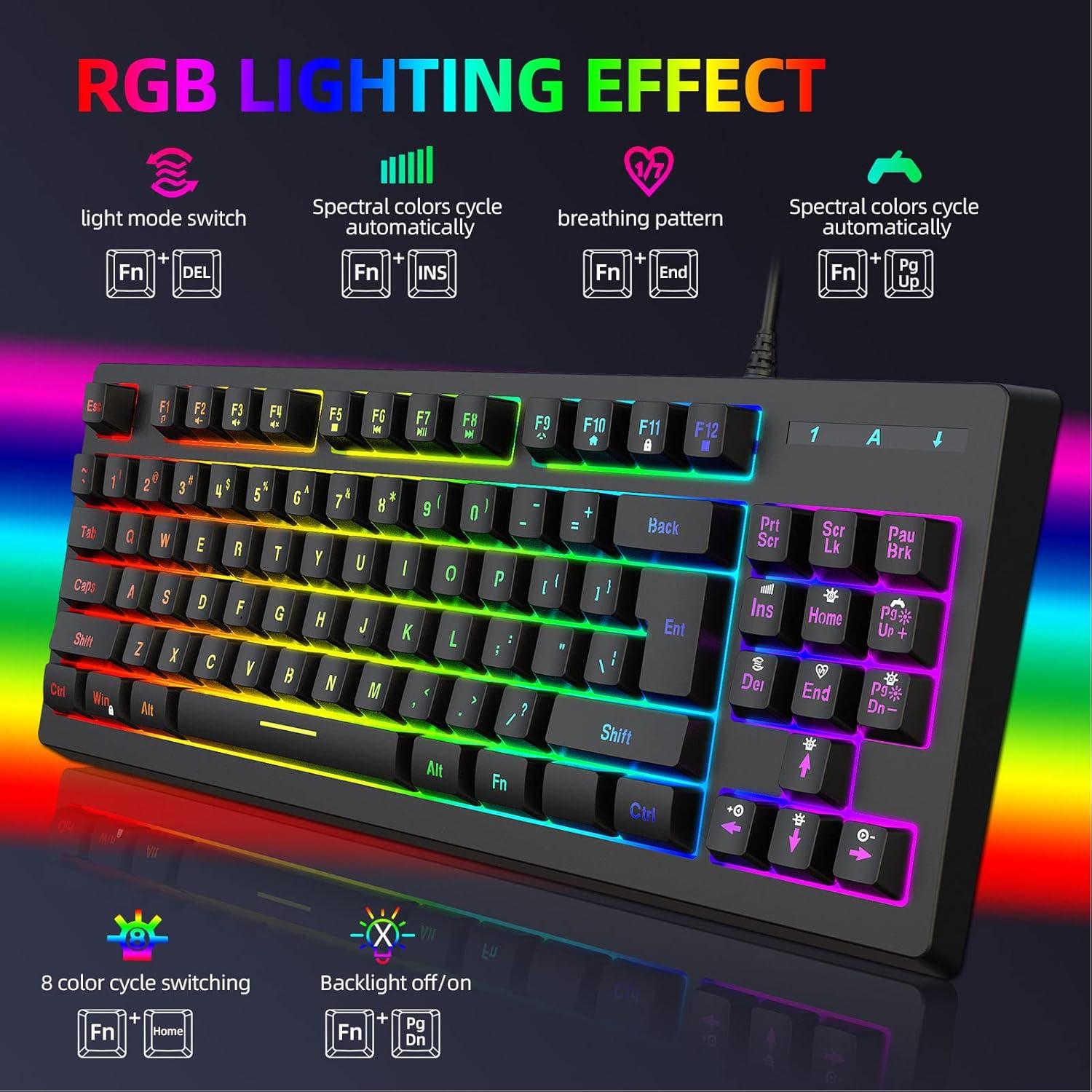 Teclado Gaming GOWENIC RGB USB Ergonómico 87 Teclas