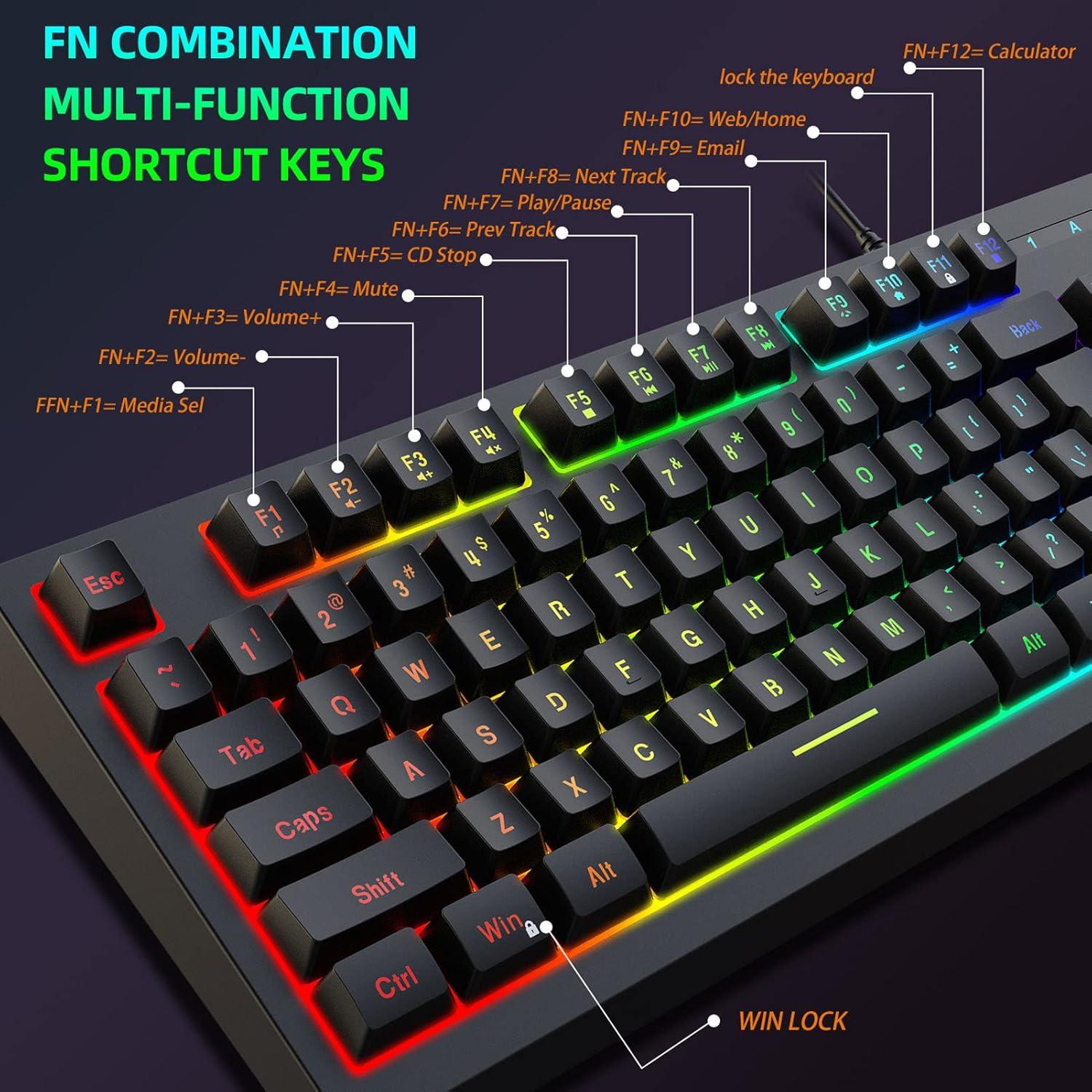 Teclado Gaming GOWENIC RGB USB Ergonómico 87 Teclas