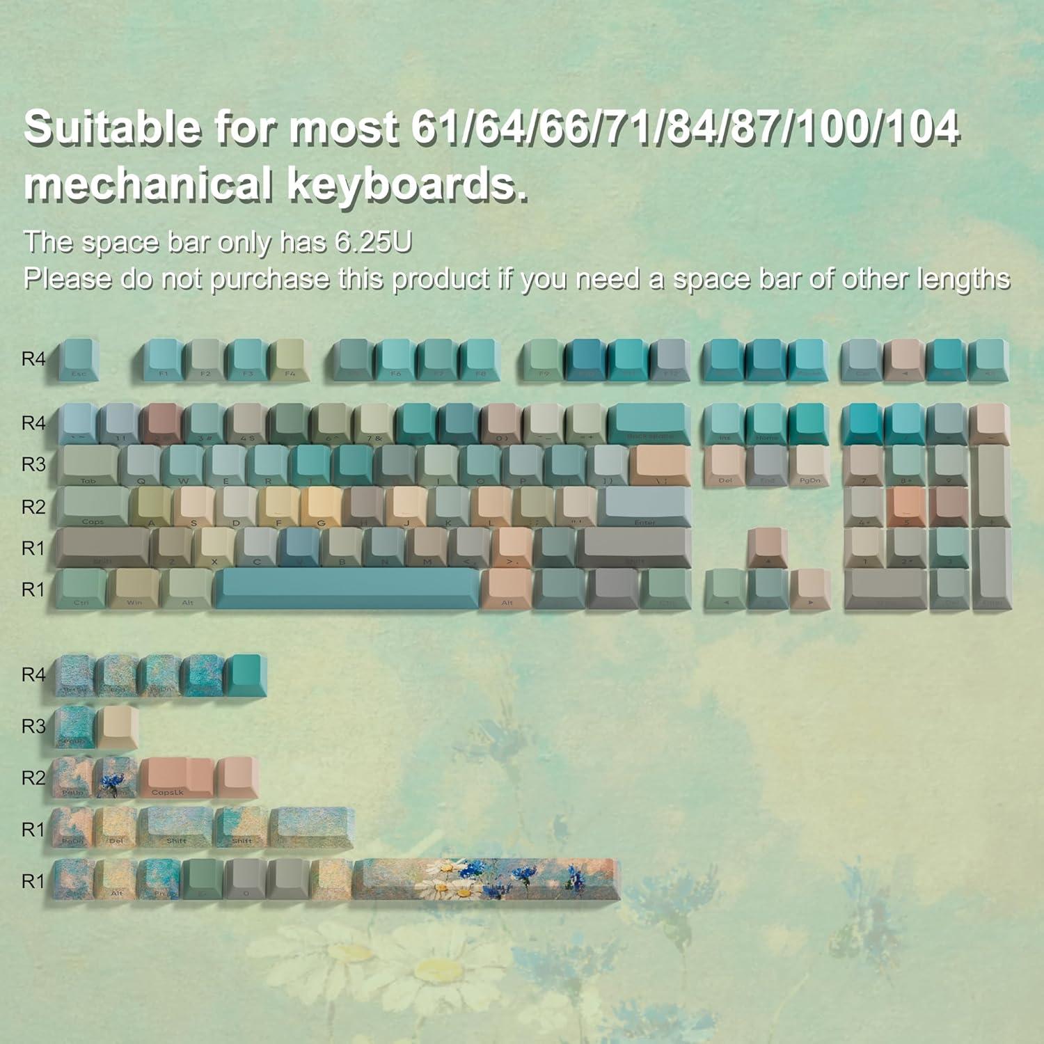 Teclado Mecánico Dagaladoo PBT Doble Tiro 132 Teclas Verde/Azul