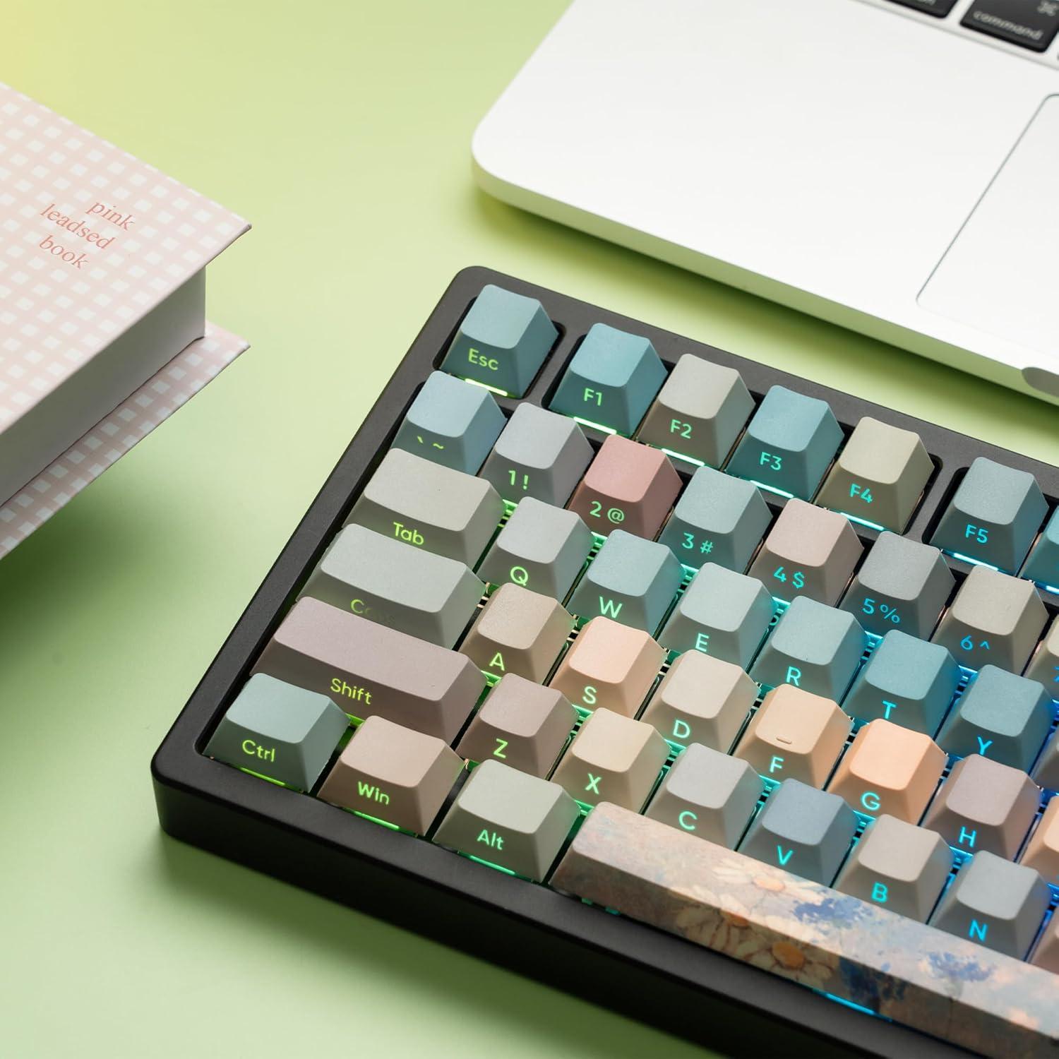 Teclado Mecánico Dagaladoo PBT Doble Tiro 132 Teclas Verde/Azul