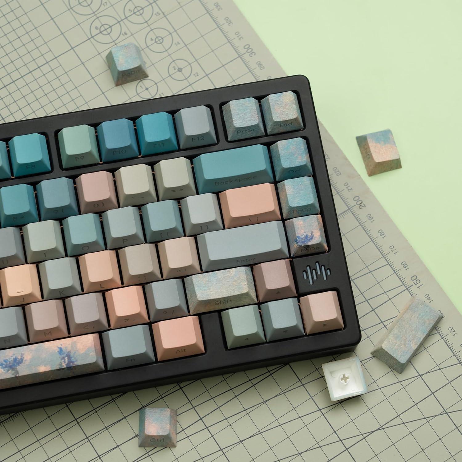 Teclado Mecánico Dagaladoo PBT Doble Tiro 132 Teclas Verde/Azul