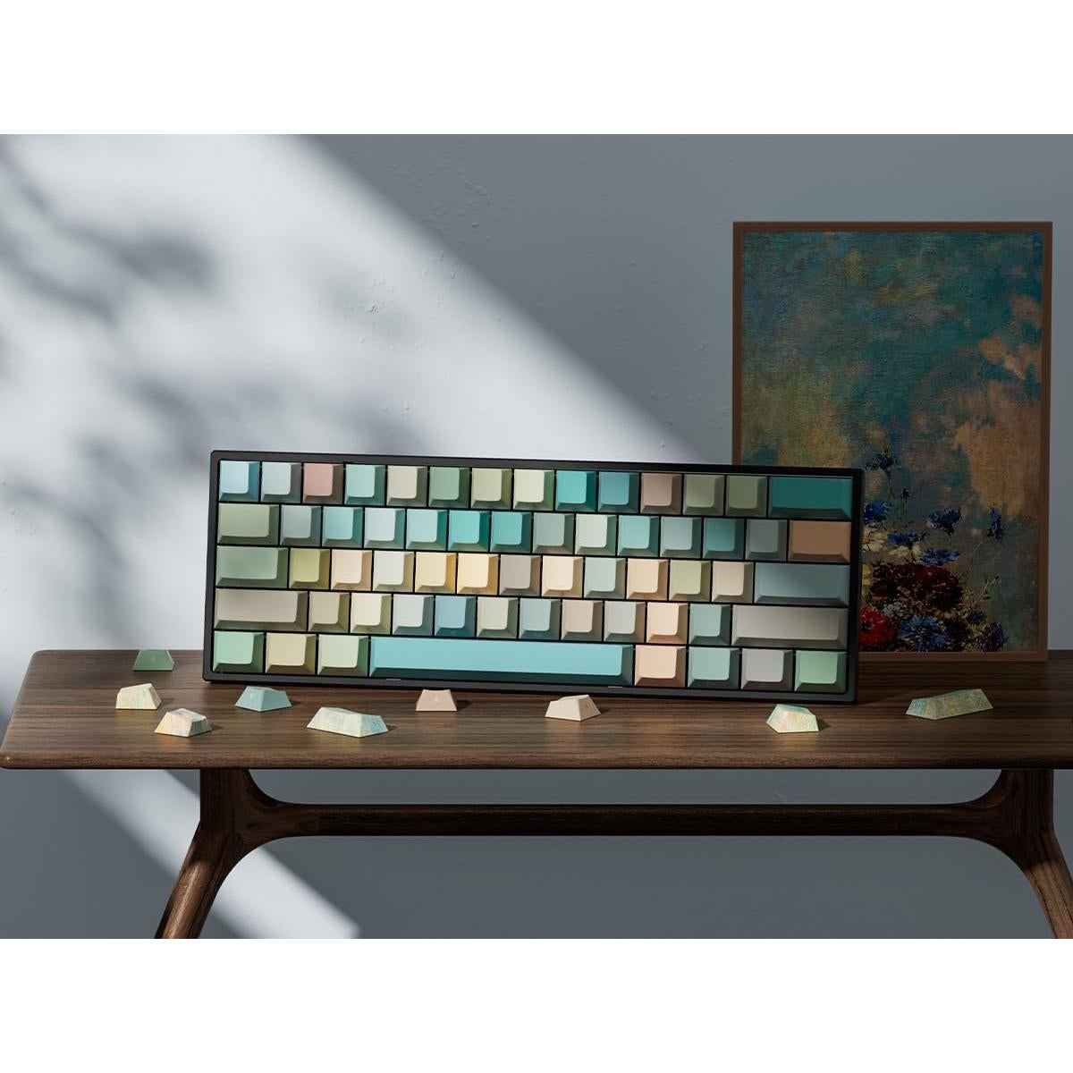 Teclado Mecánico Dagaladoo PBT Doble Tiro 132 Teclas Verde/Azul