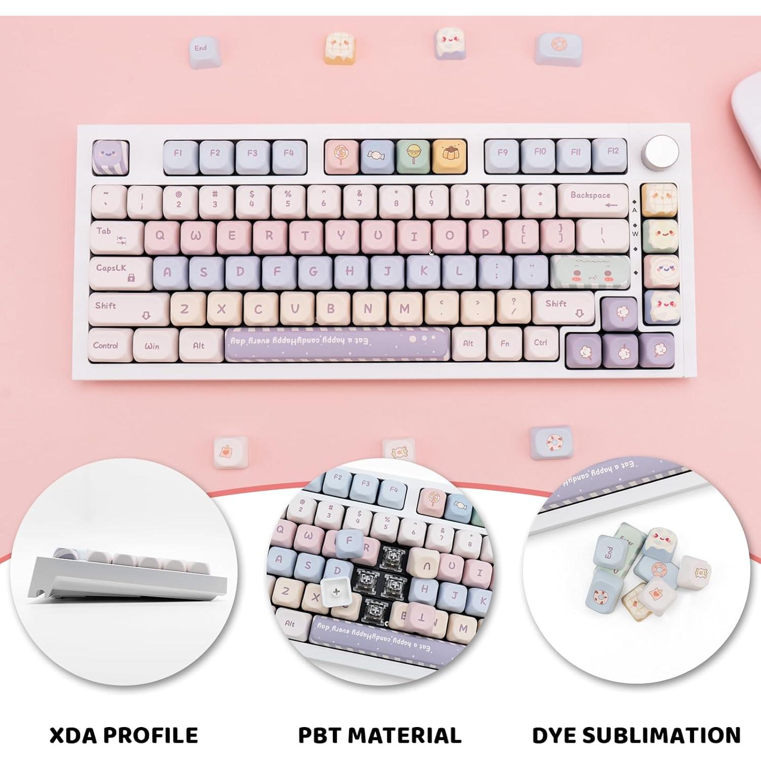 Juego de Teclas PBT Caramelo 138 Teclas Perfil XOA para Mecánicos