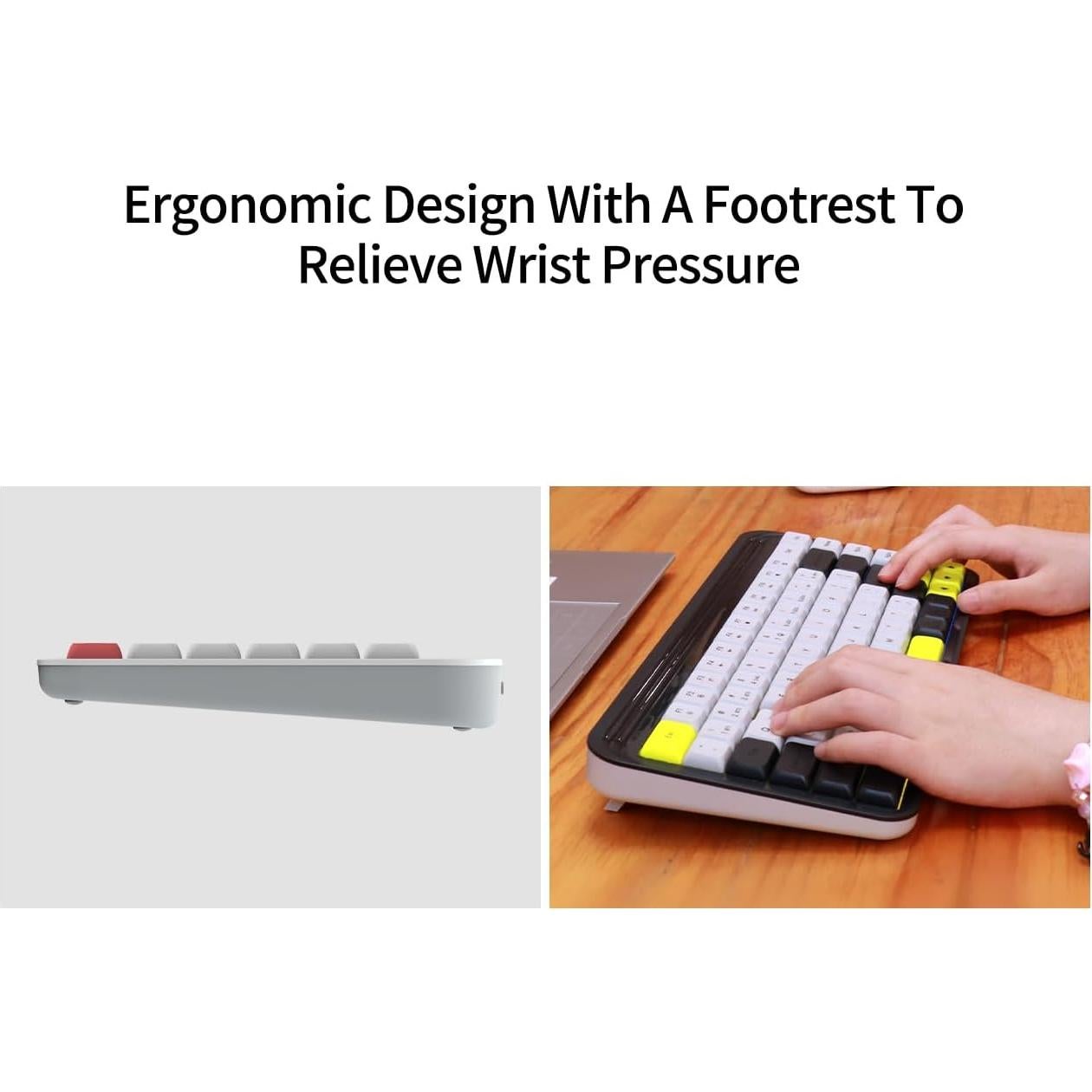 Teclado Gaming Inalámbrico S80 - 3 Modos, Silencioso, Blanco