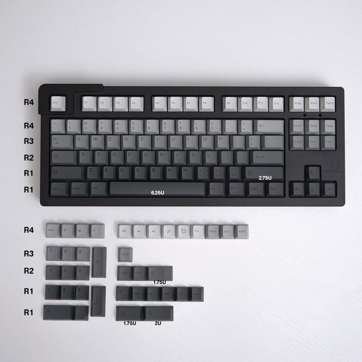 Juego de Teclas Grises en Degradado 125 Teclas PBT Cherry MX
