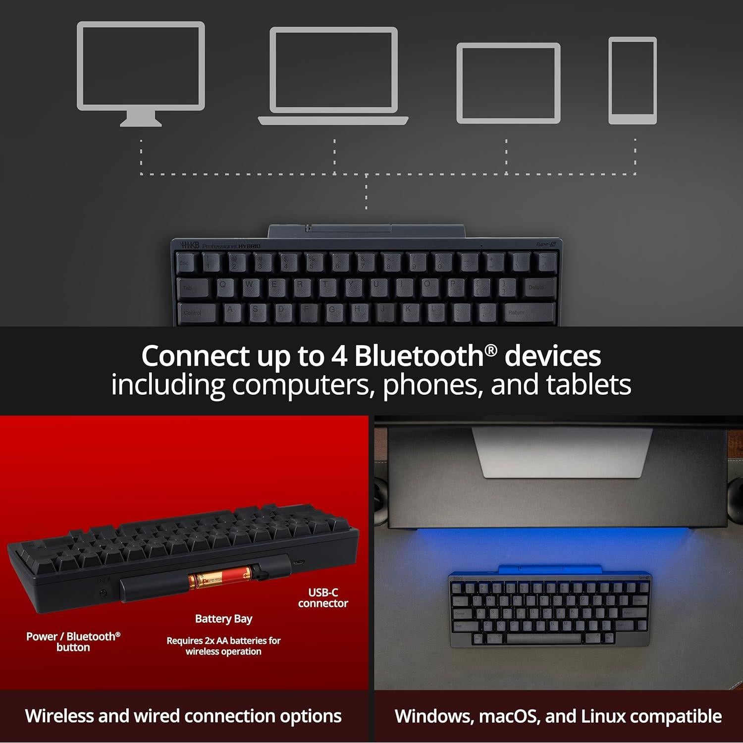 Teclado Inalámbrico HHKB Profesional Híbrido Tipo-S Carbón