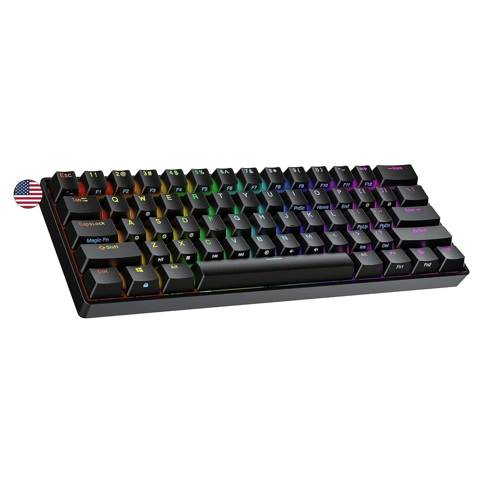 Teclado Mecánico Ranked Nova 60% Gateron Azul RGB Negro
