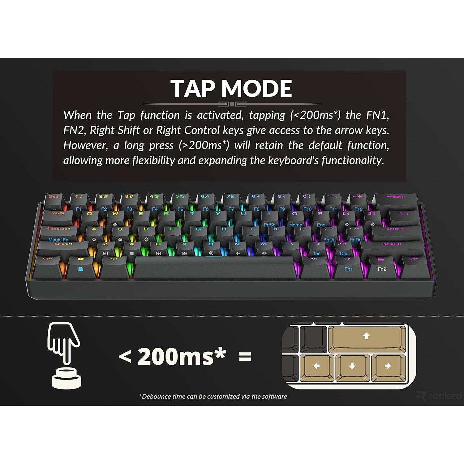 Teclado Mecánico Ranked Nova 60% Gateron Azul RGB Negro