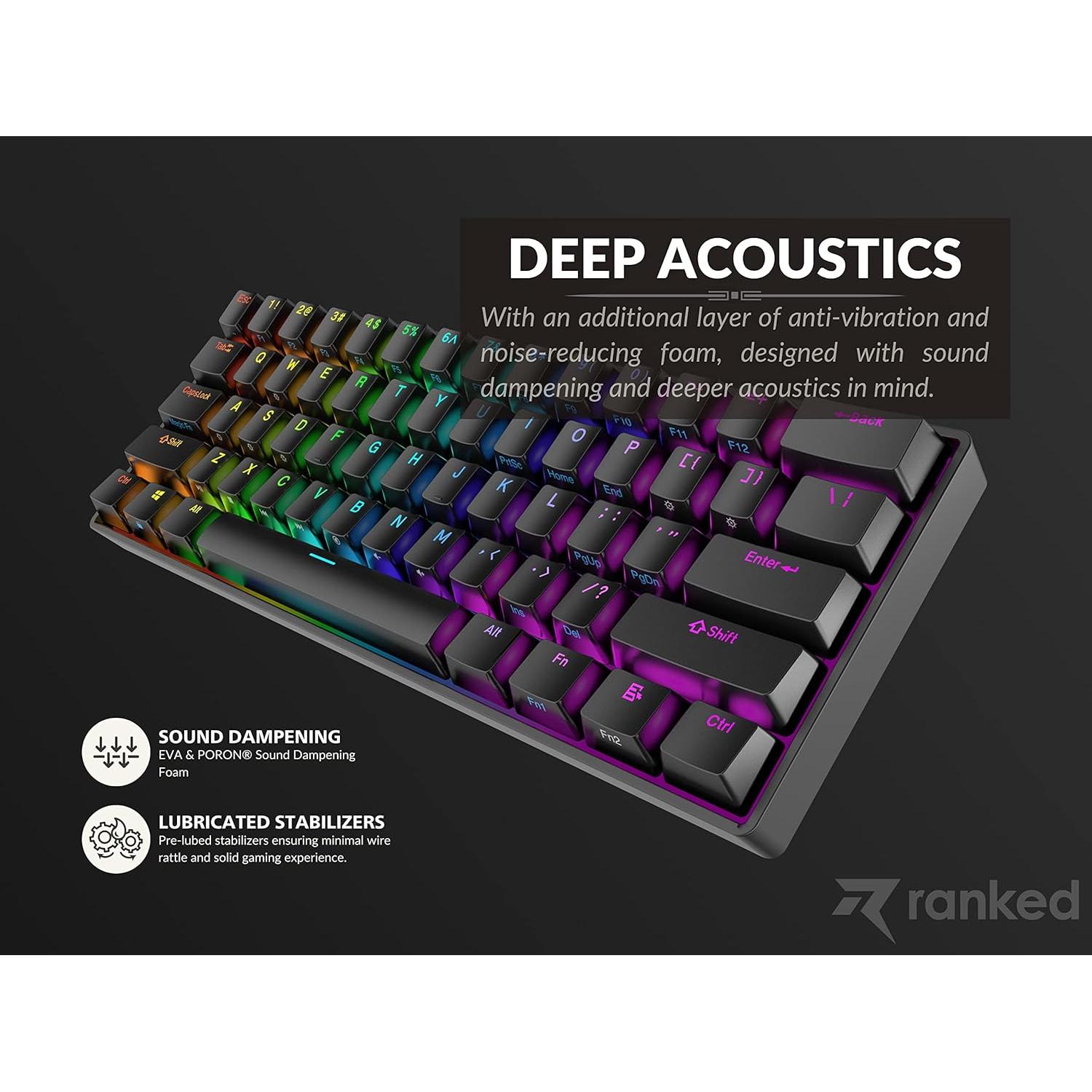 Teclado Mecánico Ranked Nova 60% Gateron Azul RGB Negro
