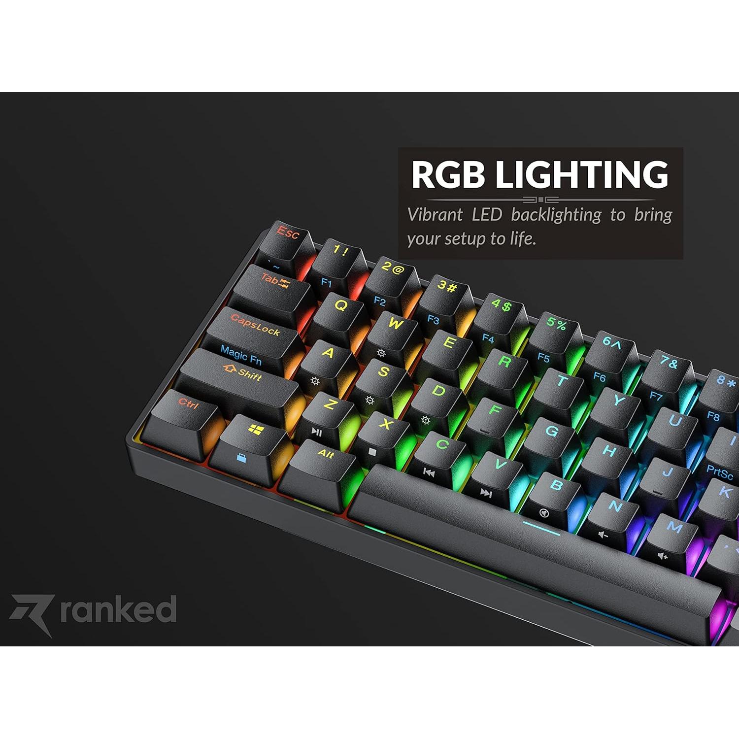 Teclado Mecánico Ranked Nova 60% Gateron Azul RGB Negro