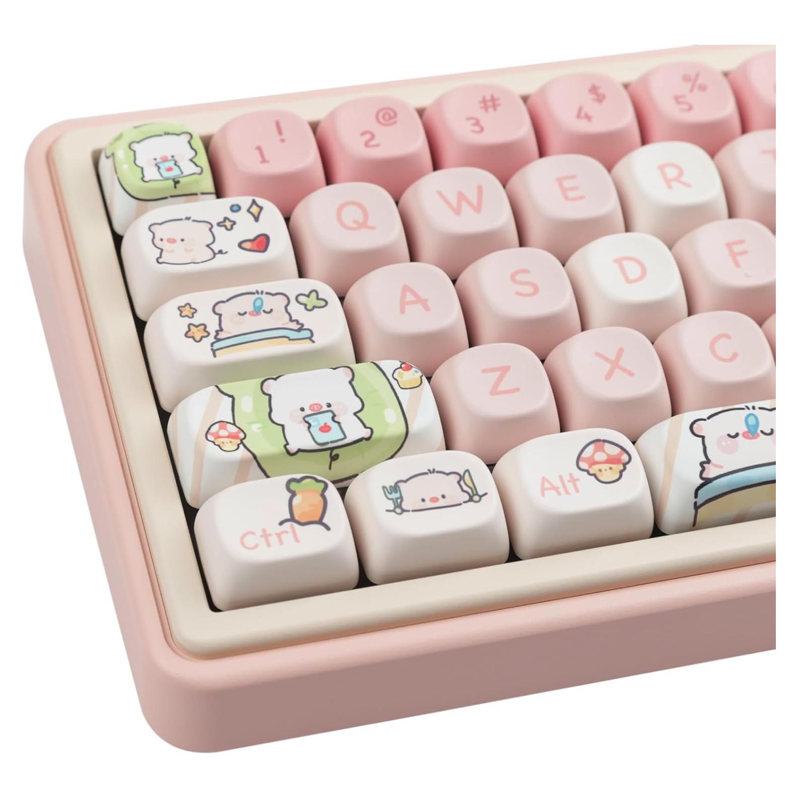 Conjunto de Teclas PBT Hyekit 145 Teclas MOA Rosa para Mecánicos