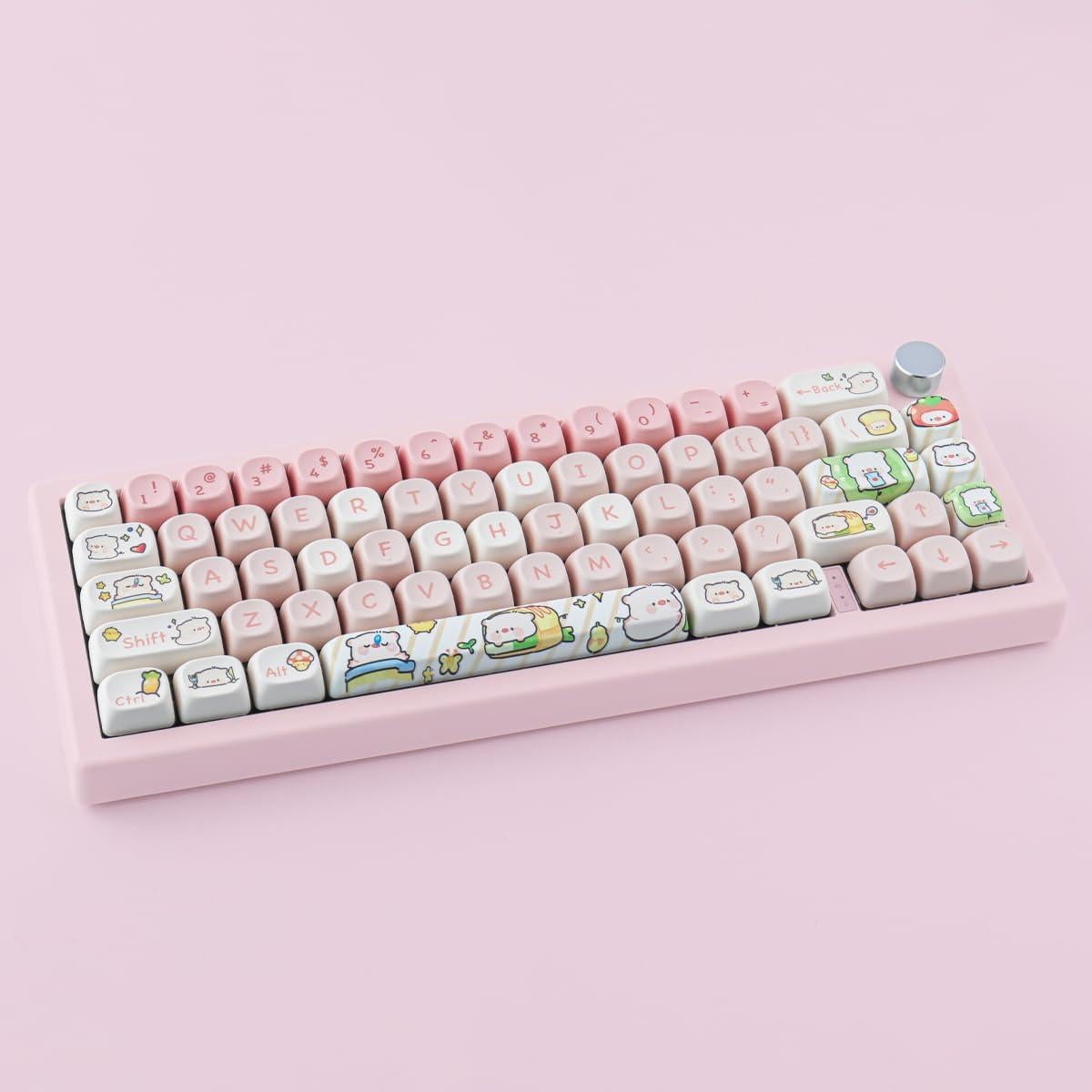 Conjunto de Teclas PBT Hyekit 145 Teclas MOA Rosa para Mecánicos