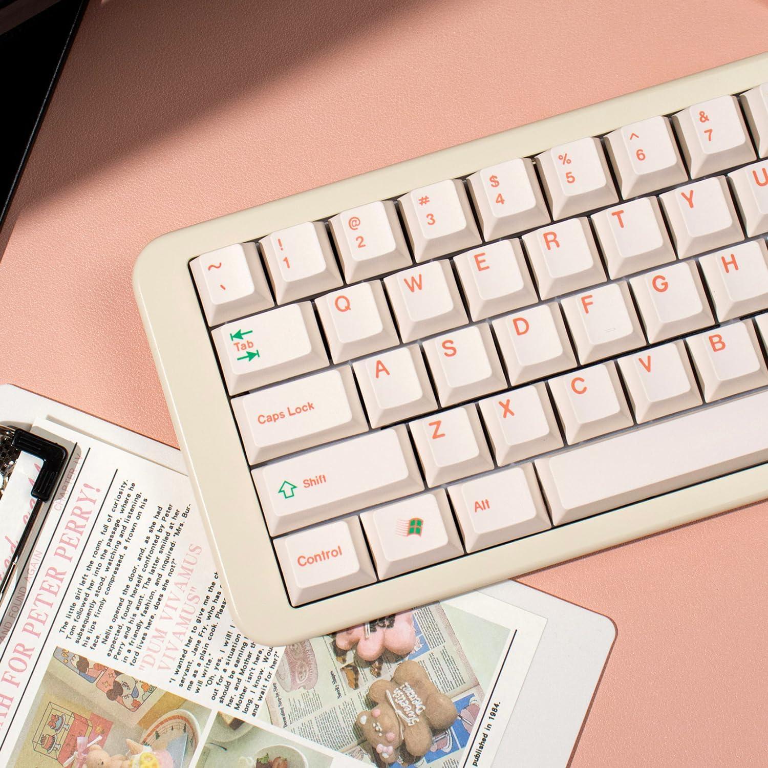 Set de 144 Teclas PBT Beige Mintcaps Perfil Cherry