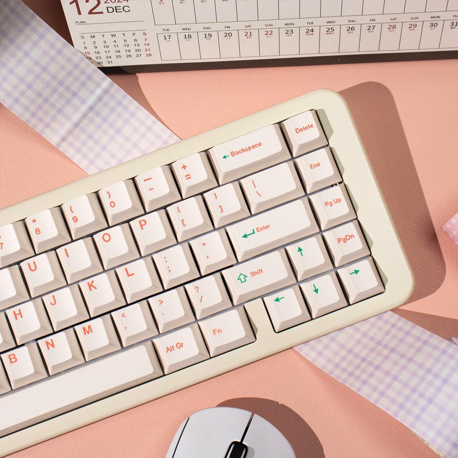 Set de 144 Teclas PBT Beige Mintcaps Perfil Cherry