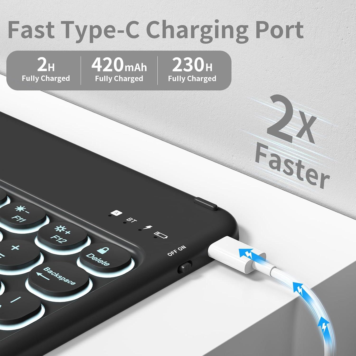 Funda de teclado AOUB para iPad 11" y 10.9" con retroiluminación