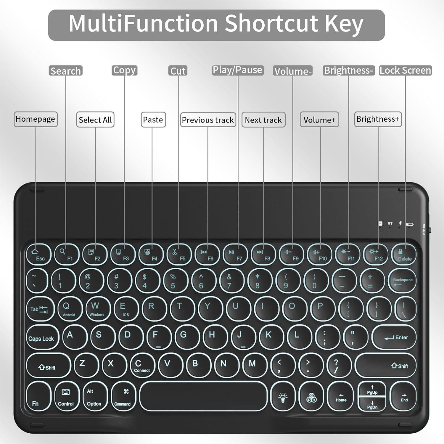 Funda de teclado AOUB para iPad 11" y 10.9" con retroiluminación
