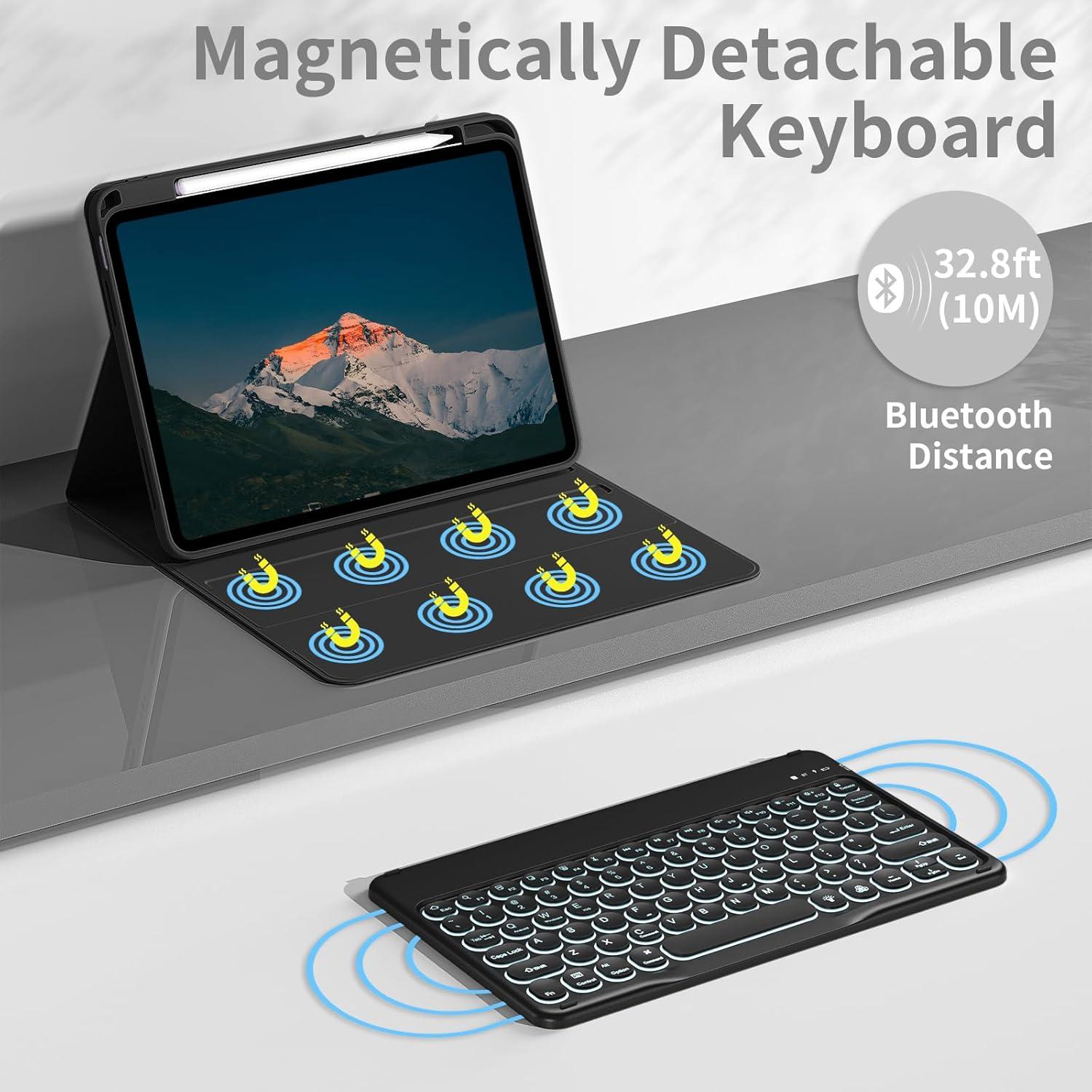 Funda de teclado AOUB para iPad 11" y 10.9" con retroiluminación
