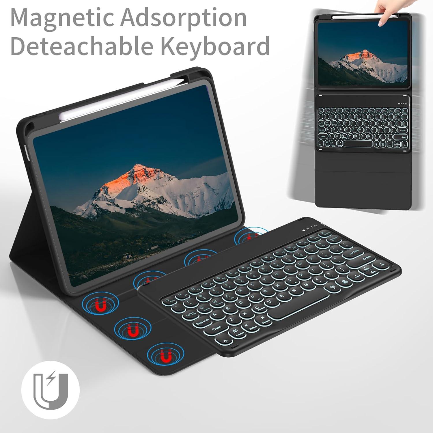 Funda de teclado AOUB para iPad 11" y 10.9" con retroiluminación