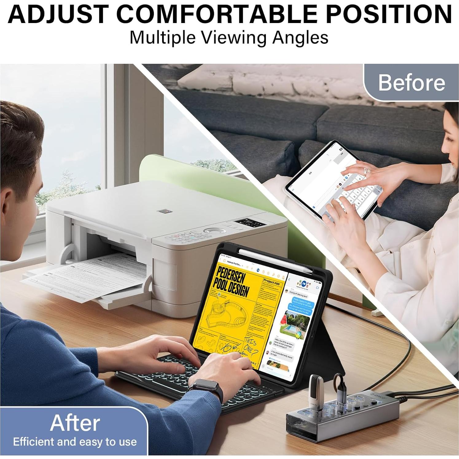 Funda de teclado AOUB para iPad 11" y 10.9" con retroiluminación