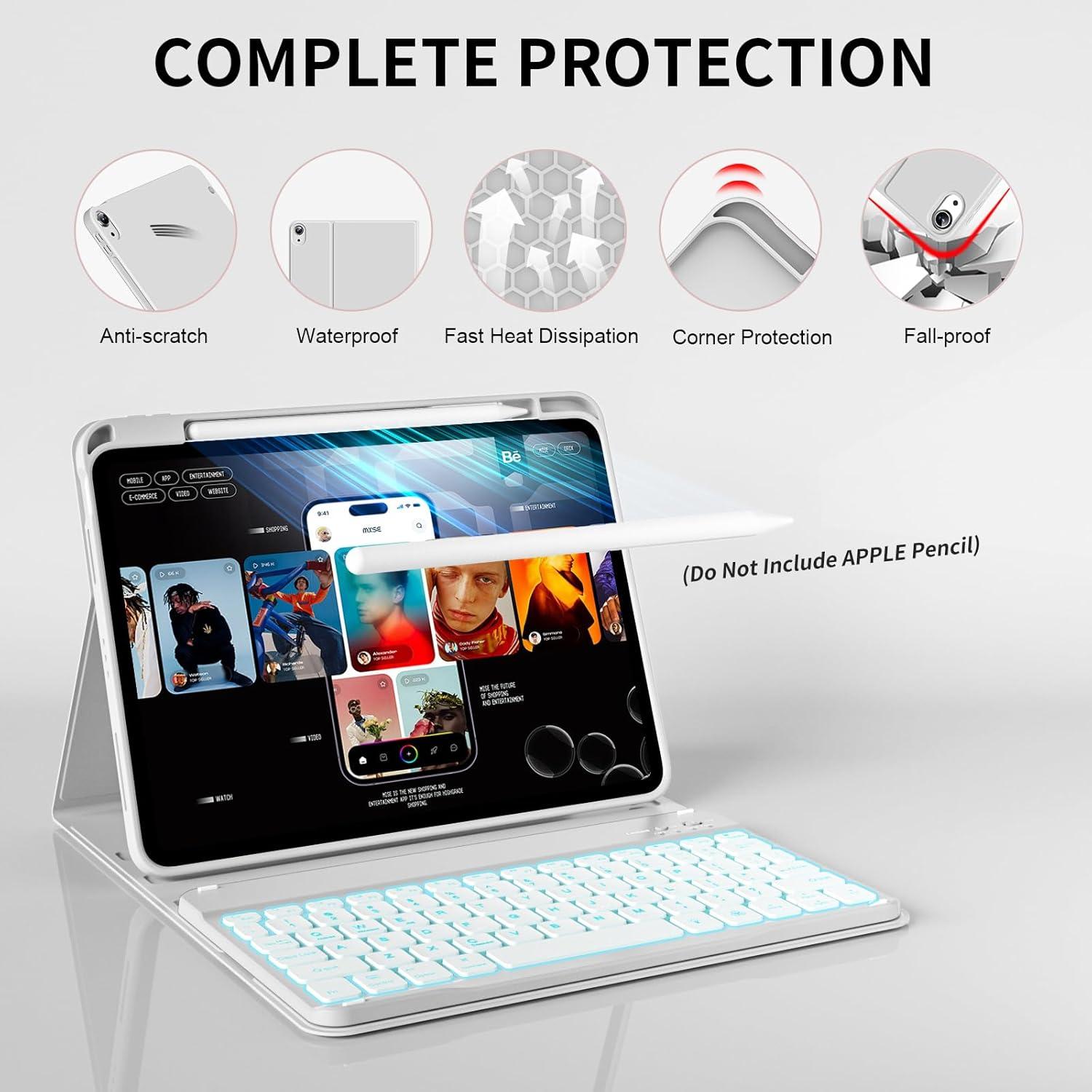 Funda Teclado Inalámbrico ZOYU para iPad 11" y 10.9" Gris