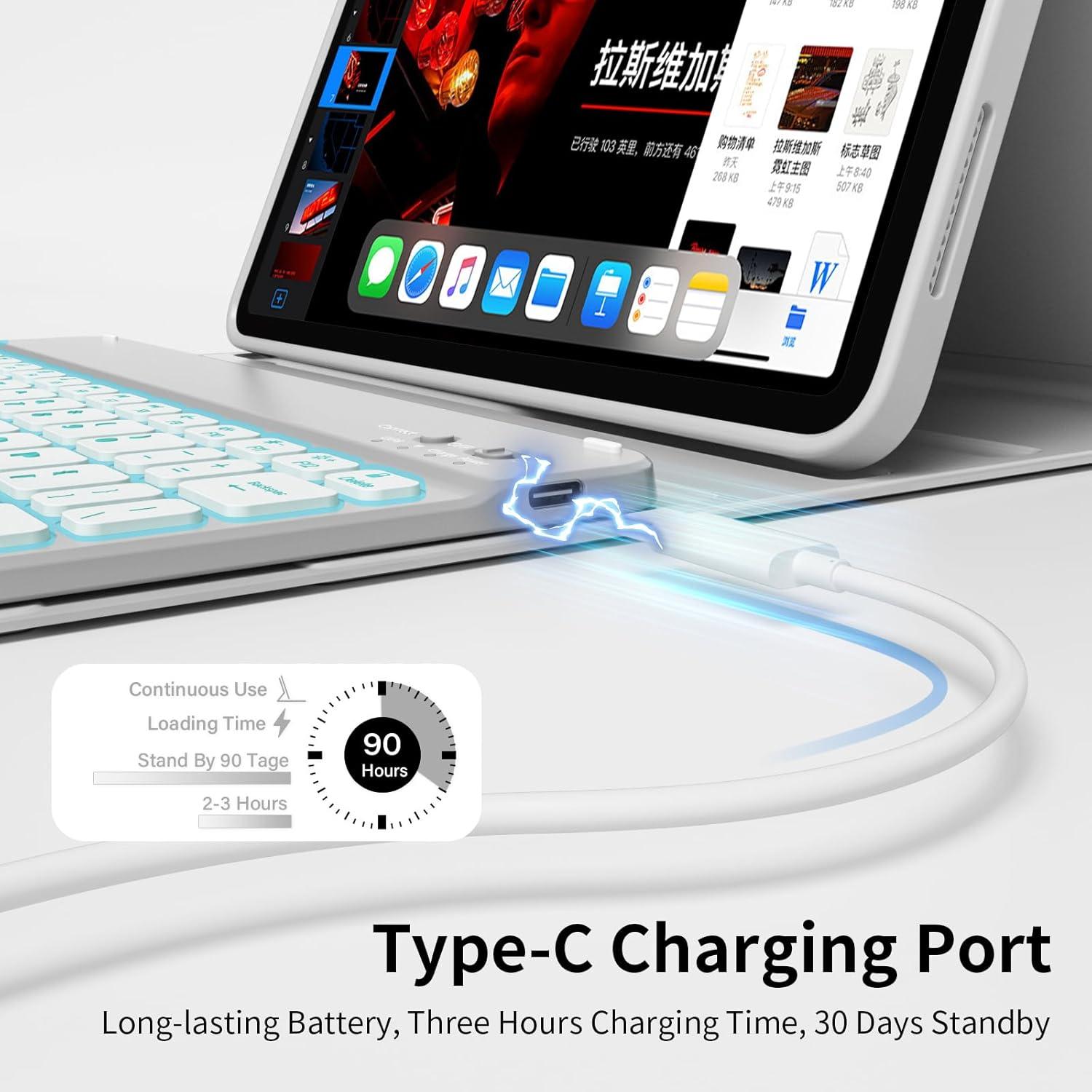 Funda Teclado Inalámbrico ZOYU para iPad 11" y 10.9" Gris