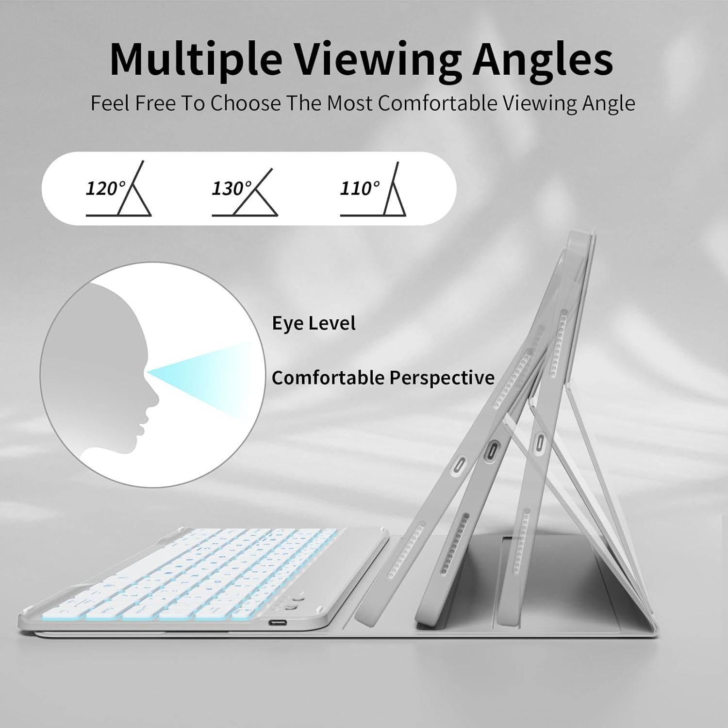 Funda Teclado Inalámbrico ZOYU para iPad 11" y 10.9" Gris