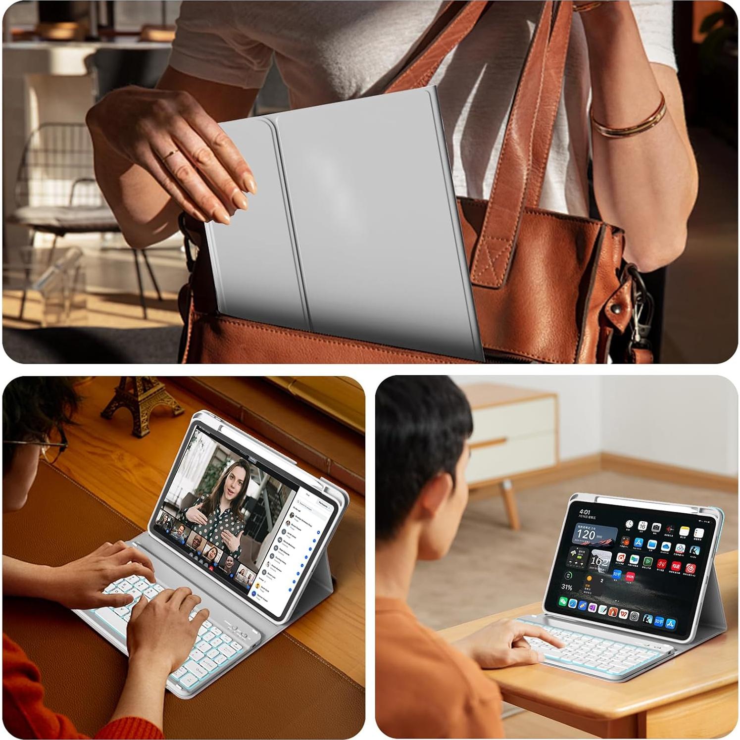 Funda Teclado Inalámbrico ZOYU para iPad 11" y 10.9" Gris