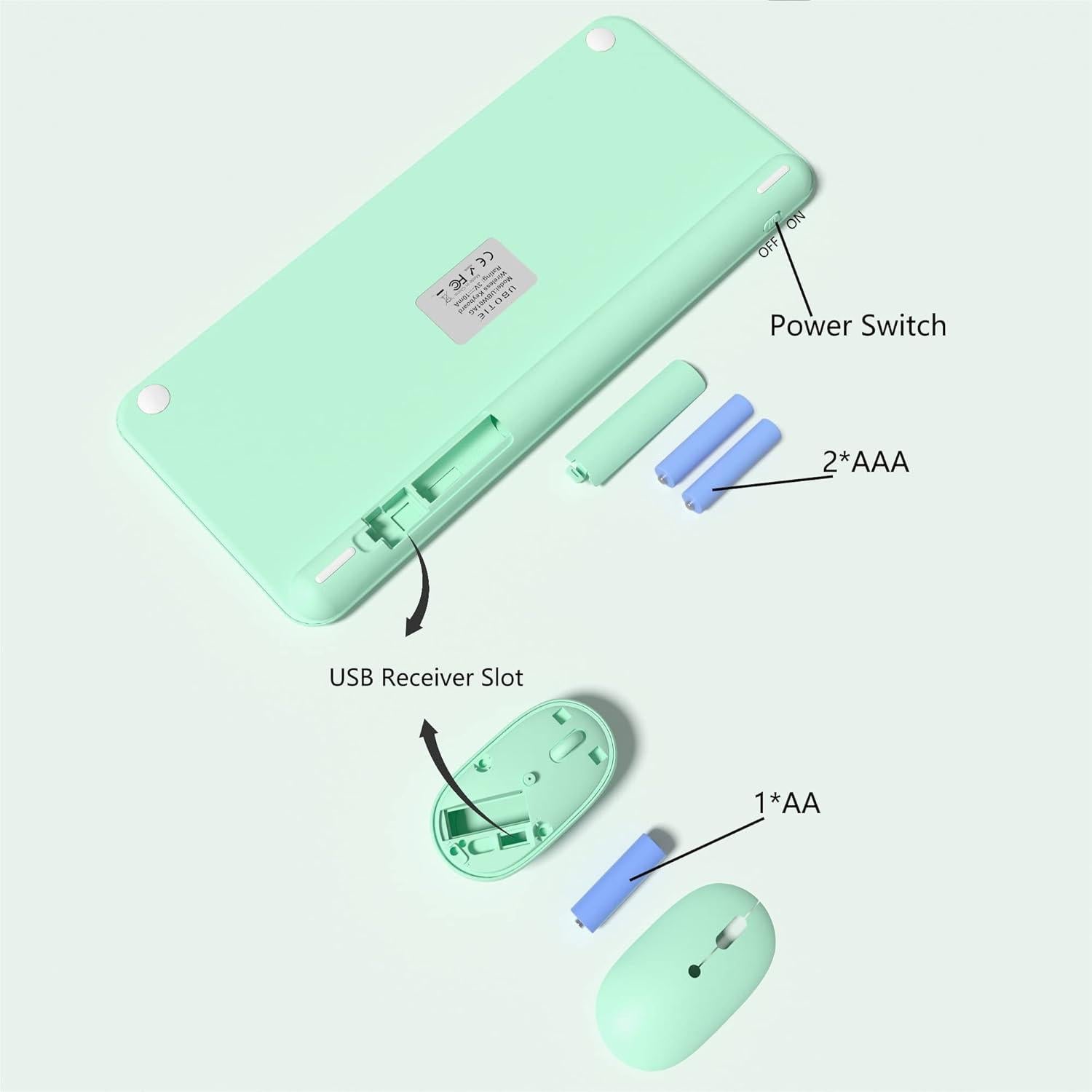 Combo Teclado Inalámbrico y Ratón Óptico KKT Cian TKL