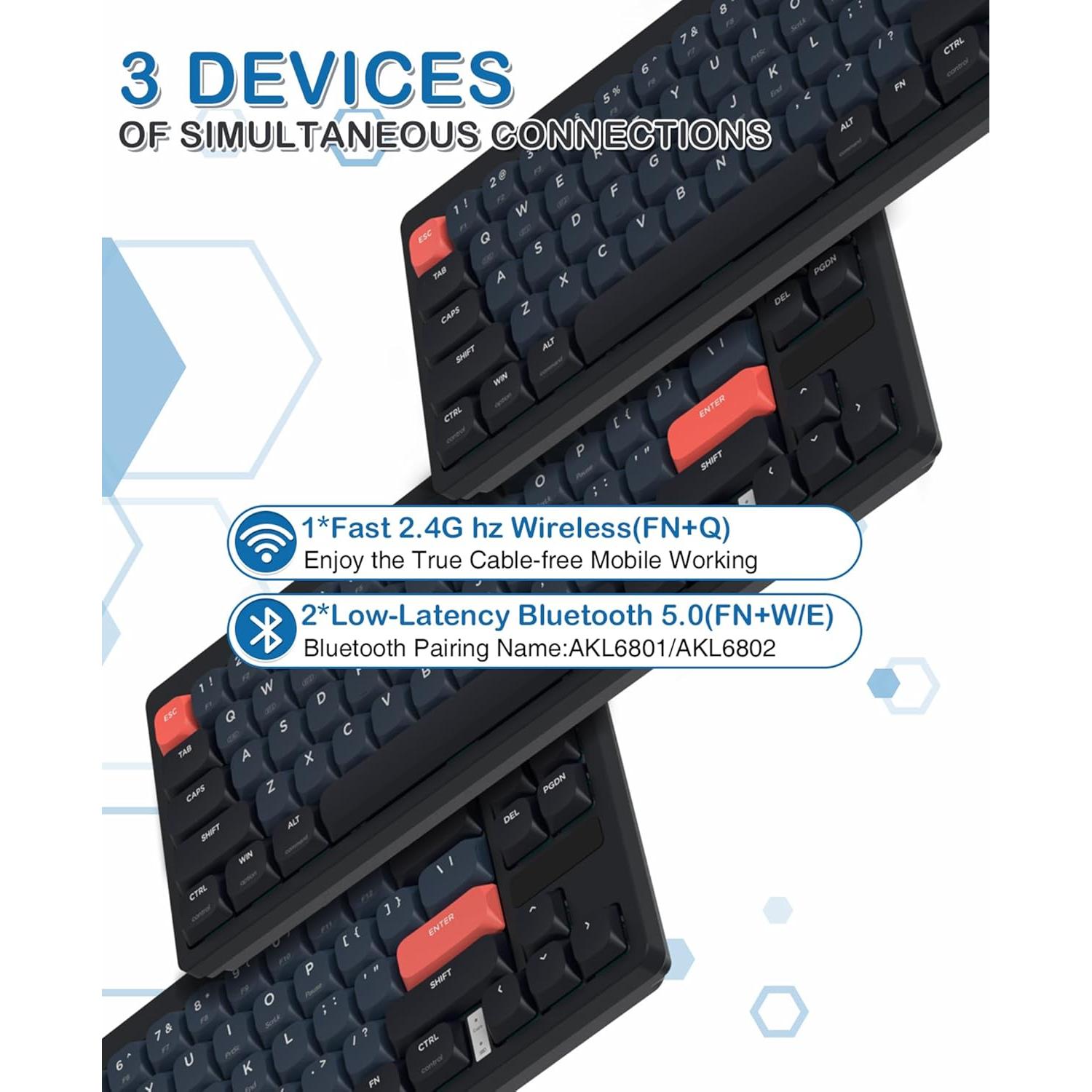 Teclado Mecánico Inalámbrico MAGIC-REFINER RKL680 68 Teclas