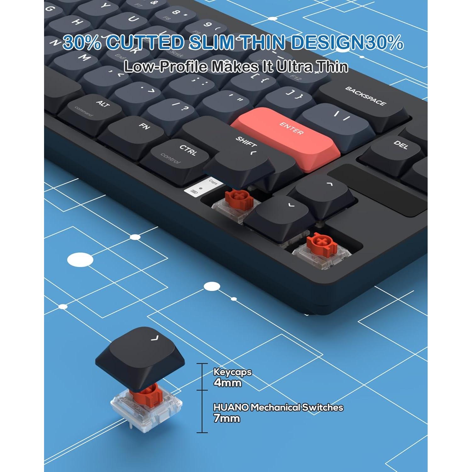 Teclado Mecánico Inalámbrico MAGIC-REFINER RKL680 68 Teclas