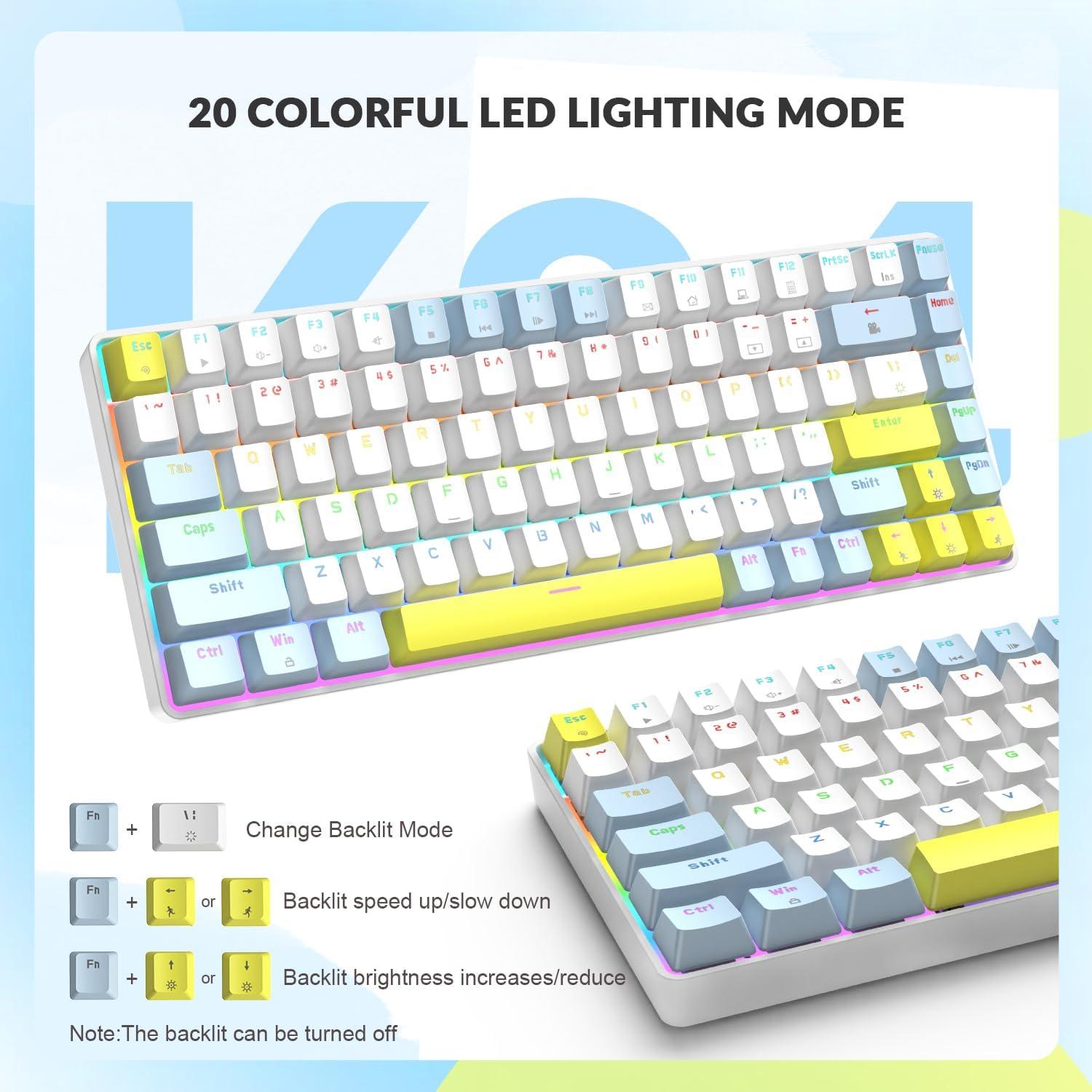 Teclado Mecánico Portátil LexonElec RK-84, 84 Teclas LED RGB