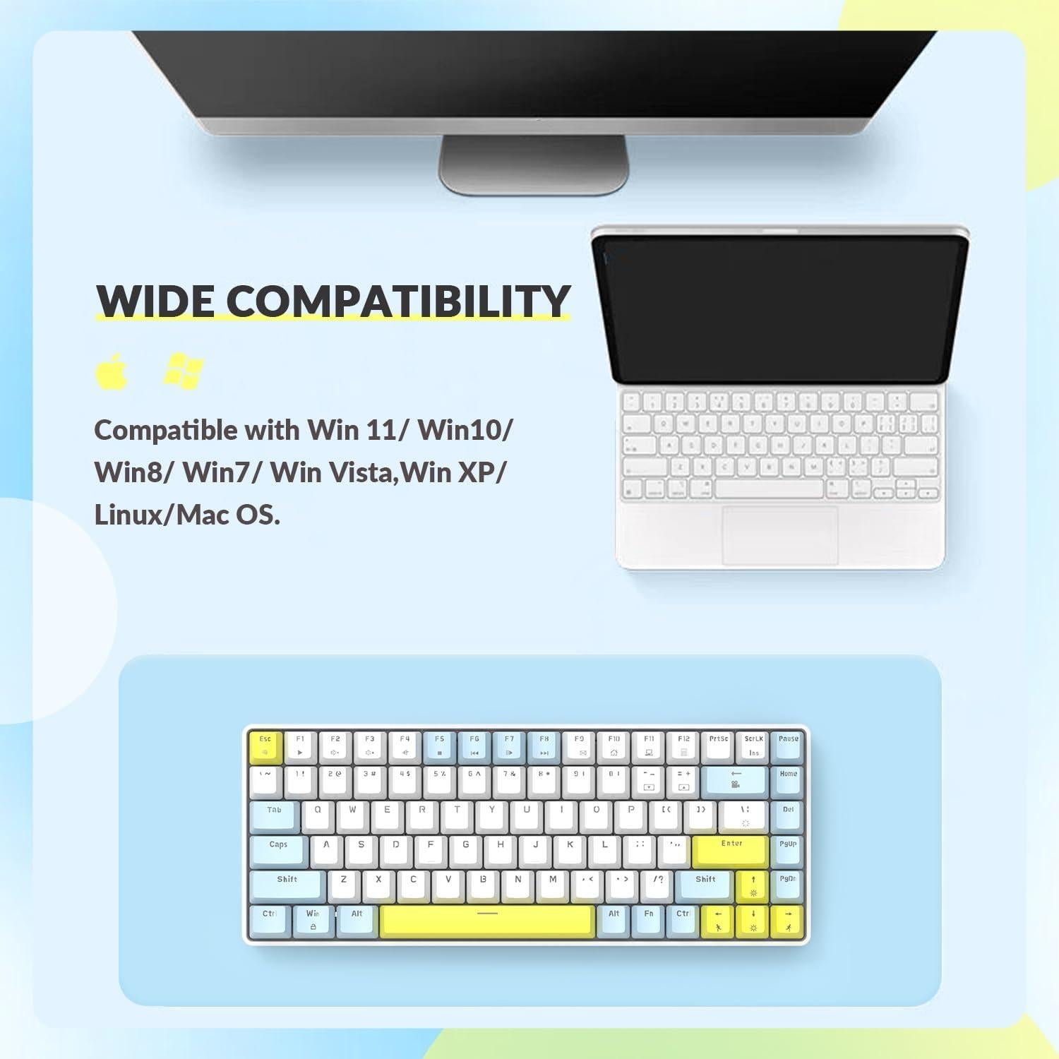 Teclado Mecánico Portátil LexonElec RK-84, 84 Teclas LED RGB