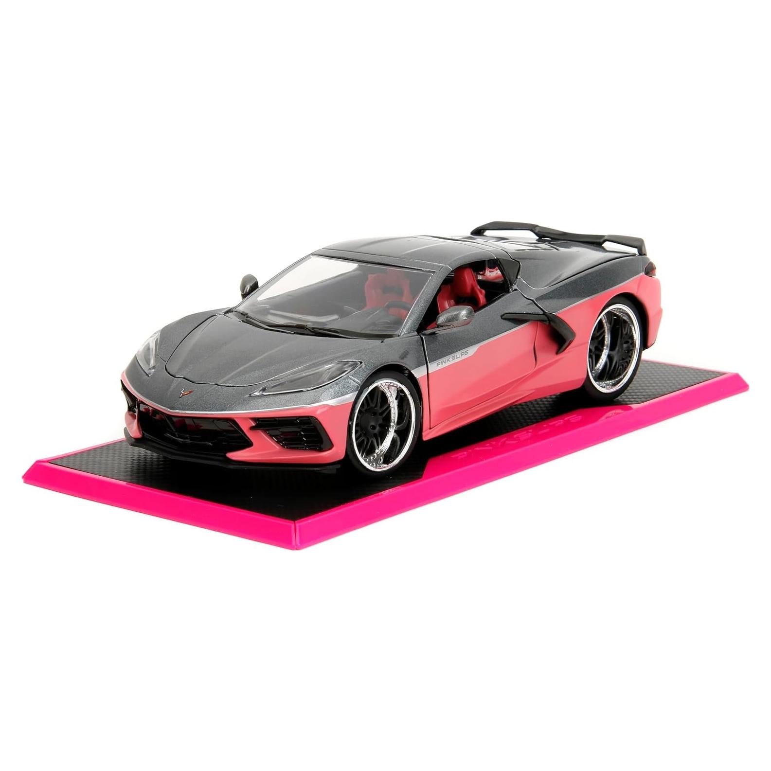 Coche de Fundición Jada Toys 2020 Chevy Corvette 1:24 Gris/Rosa
