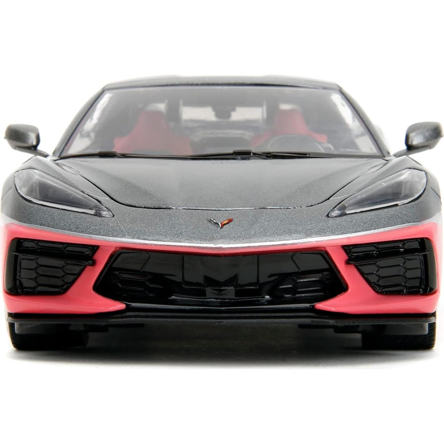 Coche de Fundición Jada Toys 2020 Chevy Corvette 1:24 Gris/Rosa