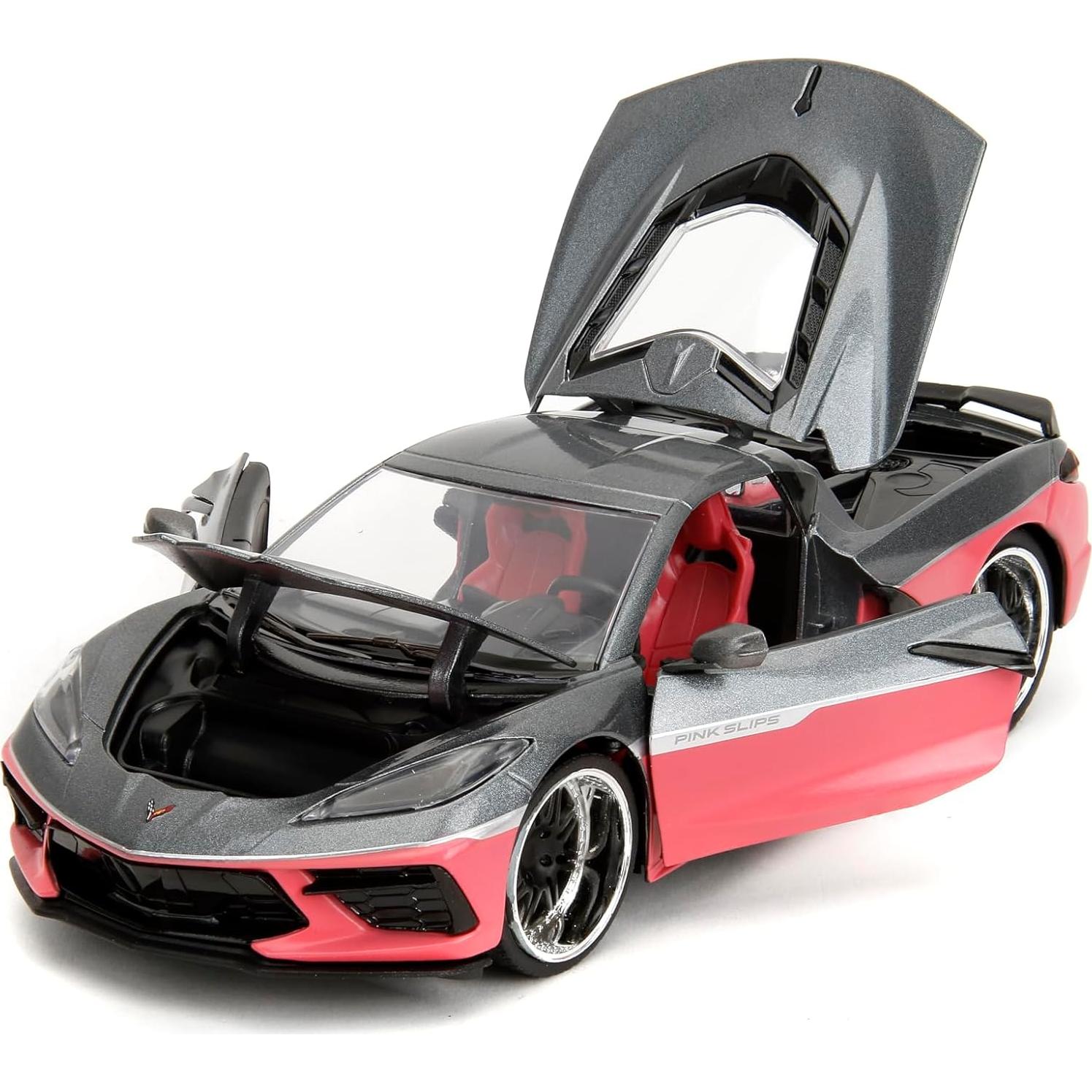 Coche de Fundición Jada Toys 2020 Chevy Corvette 1:24 Gris/Rosa