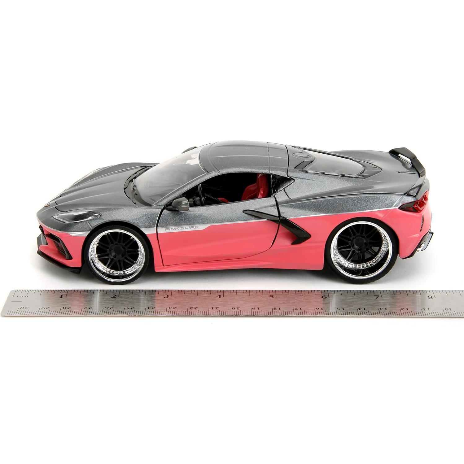 Coche de Fundición Jada Toys 2020 Chevy Corvette 1:24 Gris/Rosa