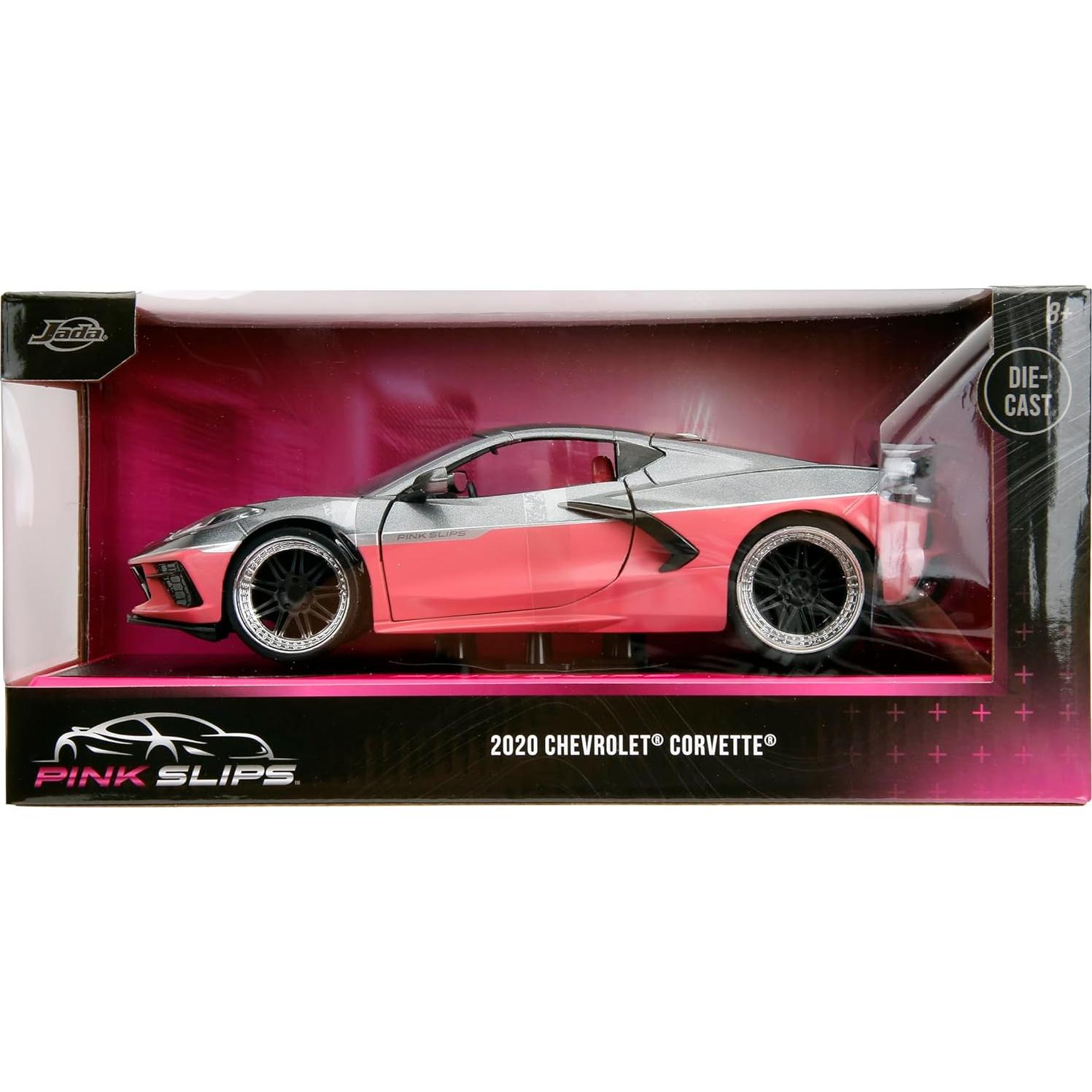 Coche de Fundición Jada Toys 2020 Chevy Corvette 1:24 Gris/Rosa
