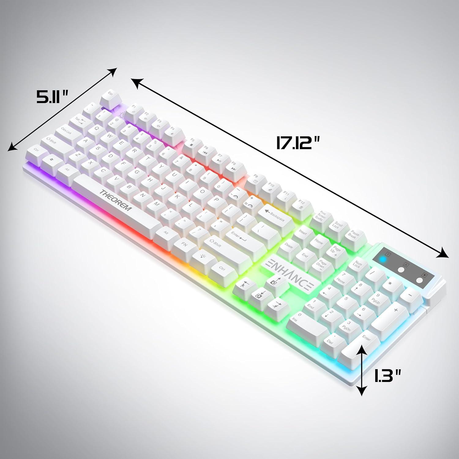 Teclado para Juegos TEOREMA 3 ENHANCE Blanco RGB 104 Teclas