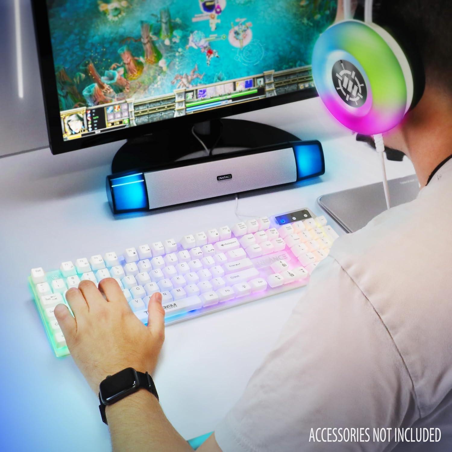 Teclado para Juegos TEOREMA 3 ENHANCE Blanco RGB 104 Teclas