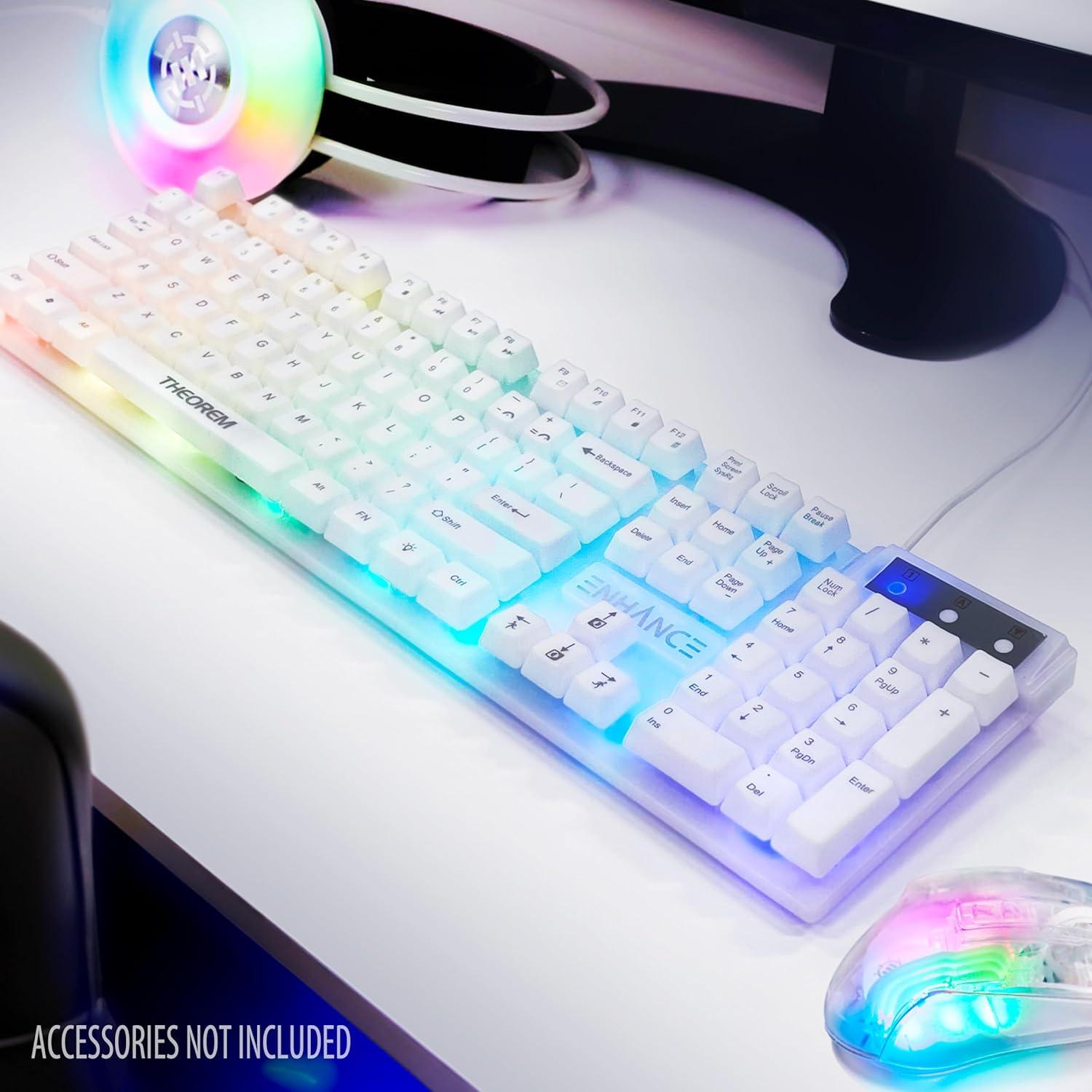 Teclado para Juegos TEOREMA 3 ENHANCE Blanco RGB 104 Teclas