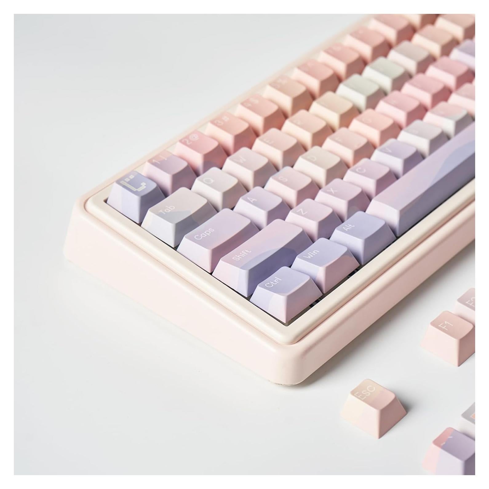 Juego de Teclas PBT Rosa Cherry para Teclados Mecánicos 61-108
