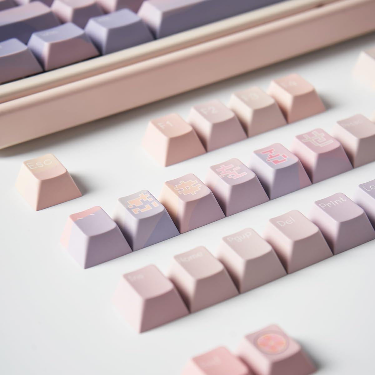 Juego de Teclas PBT Rosa Cherry para Teclados Mecánicos 61-108
