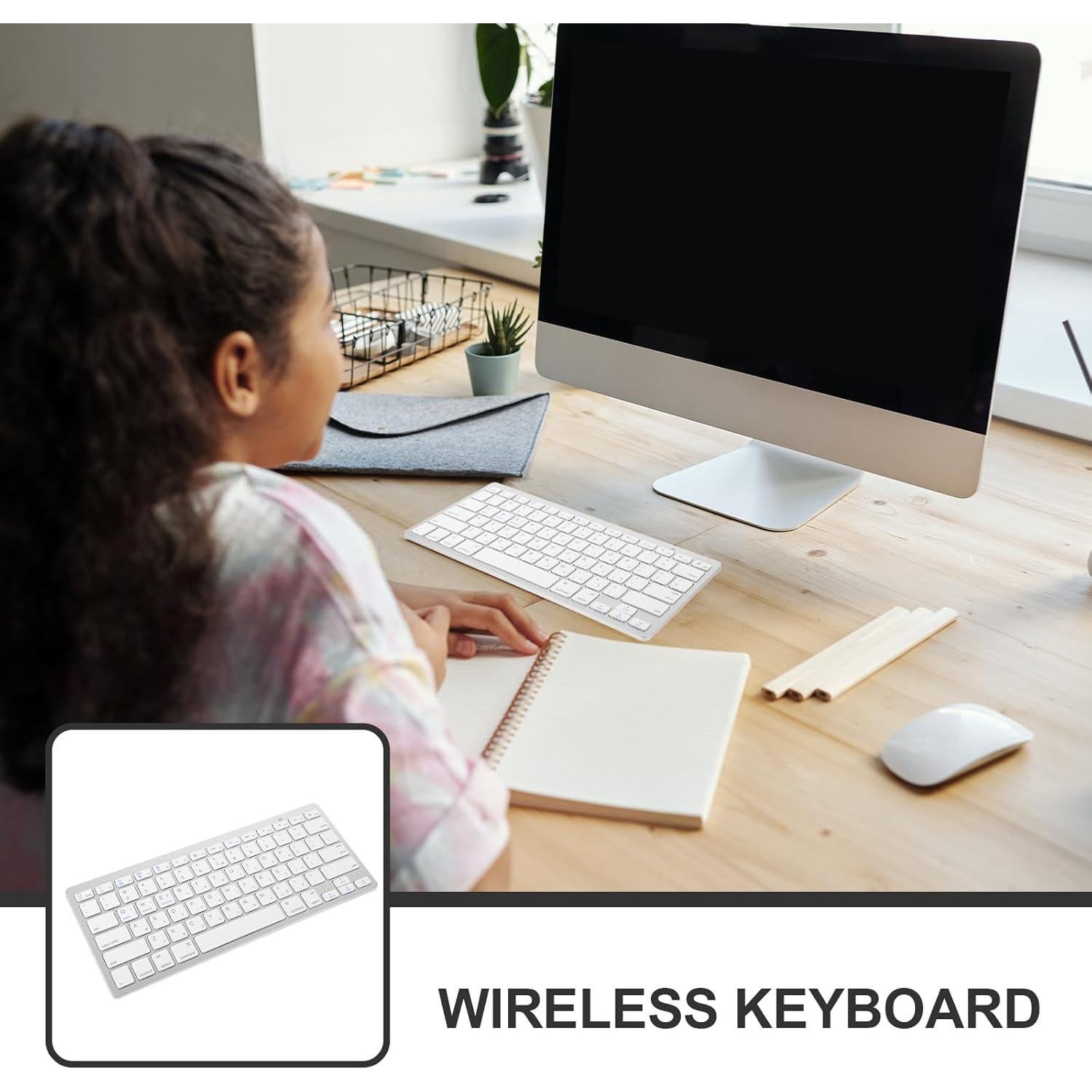 Teclado Inalámbrico Silencioso Veemoon Ultra Delgado Blanco